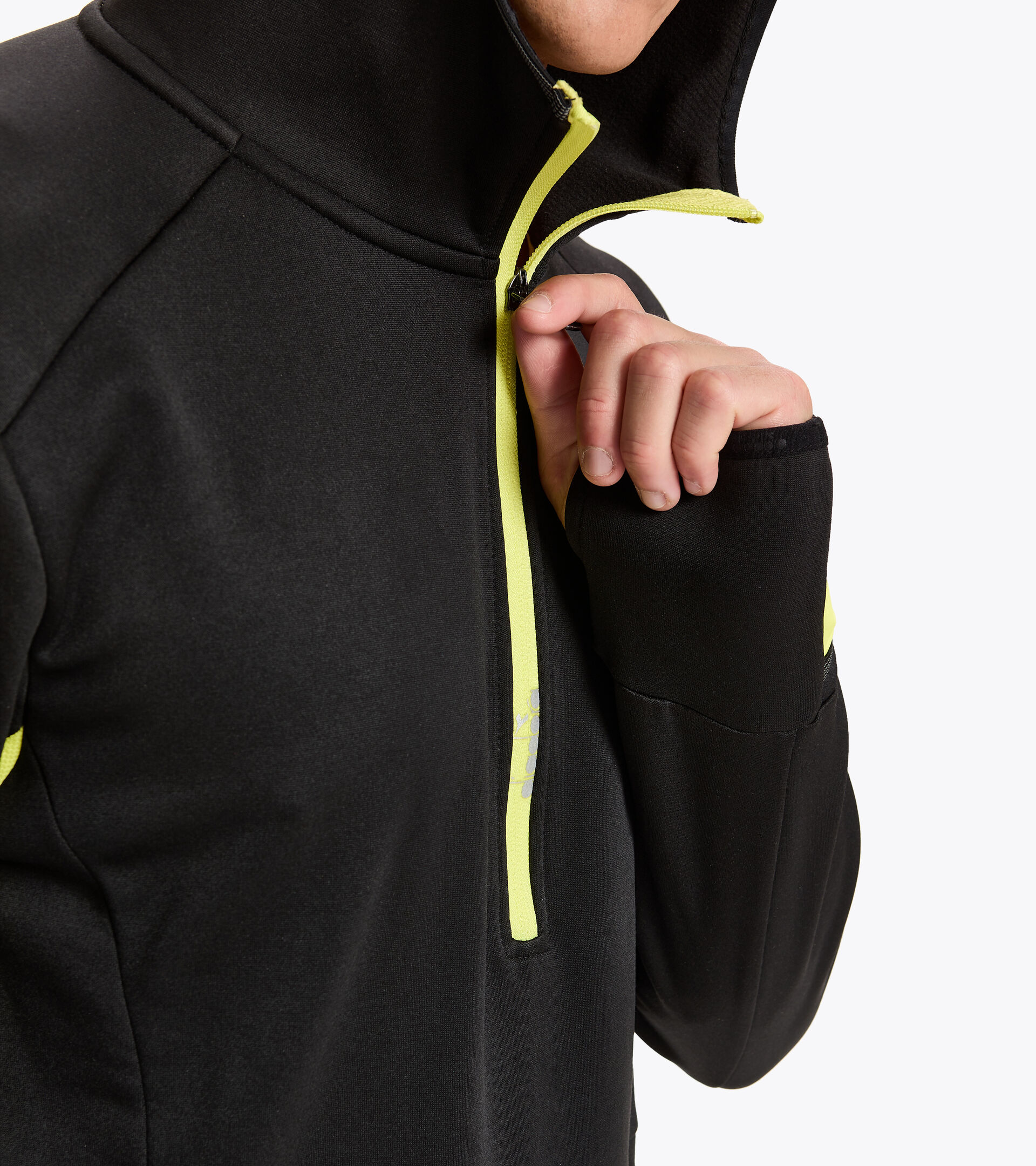 Felpa da running invernale - Uomo HD WARM UP WINTER SWEAT NERO - Diadora