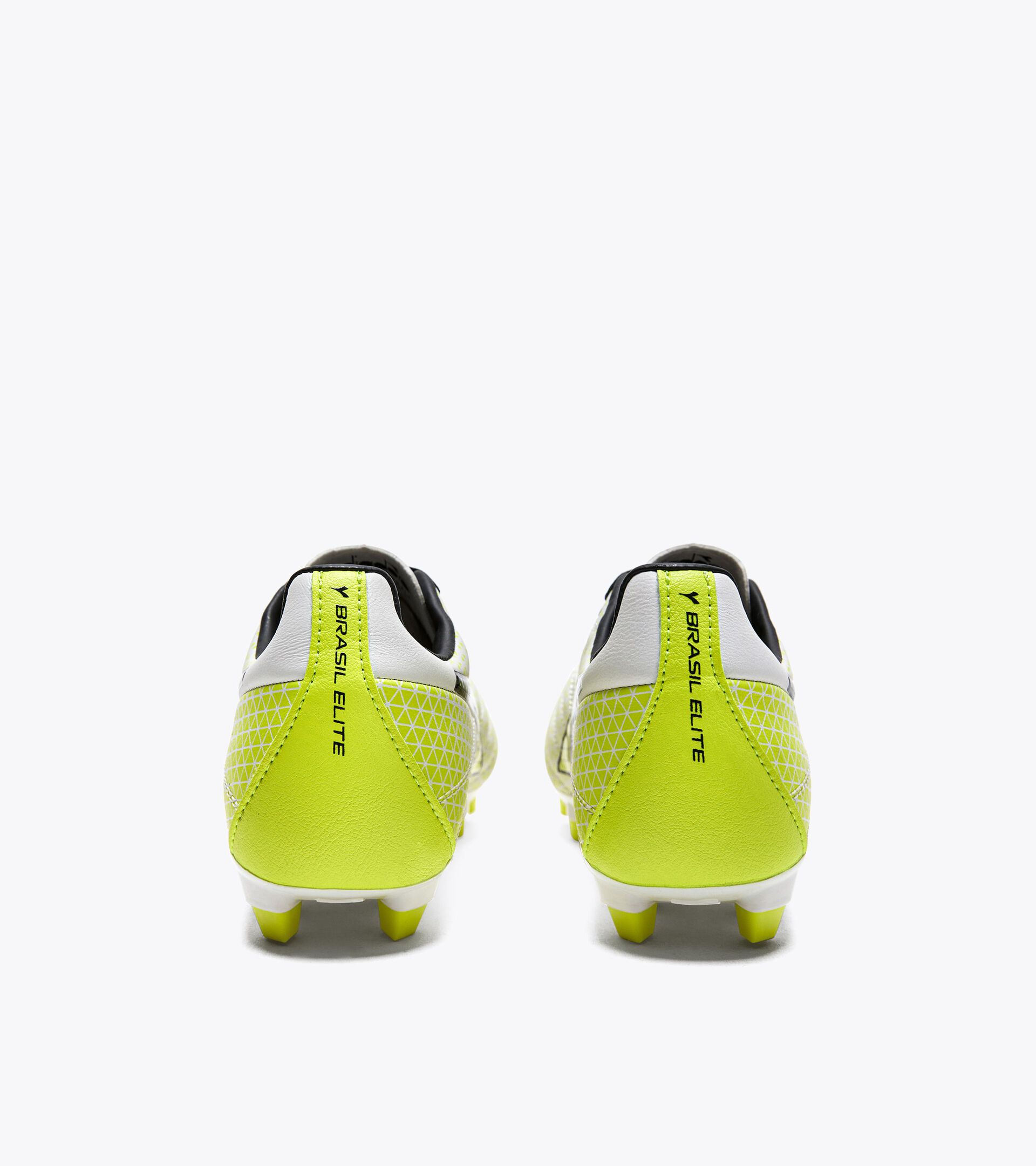 Calcio boots for firm ground - Junior BRASIL ELITE GR LT LPU Y WHITE/BLACK/FLUO YELLOW DD - Diadora