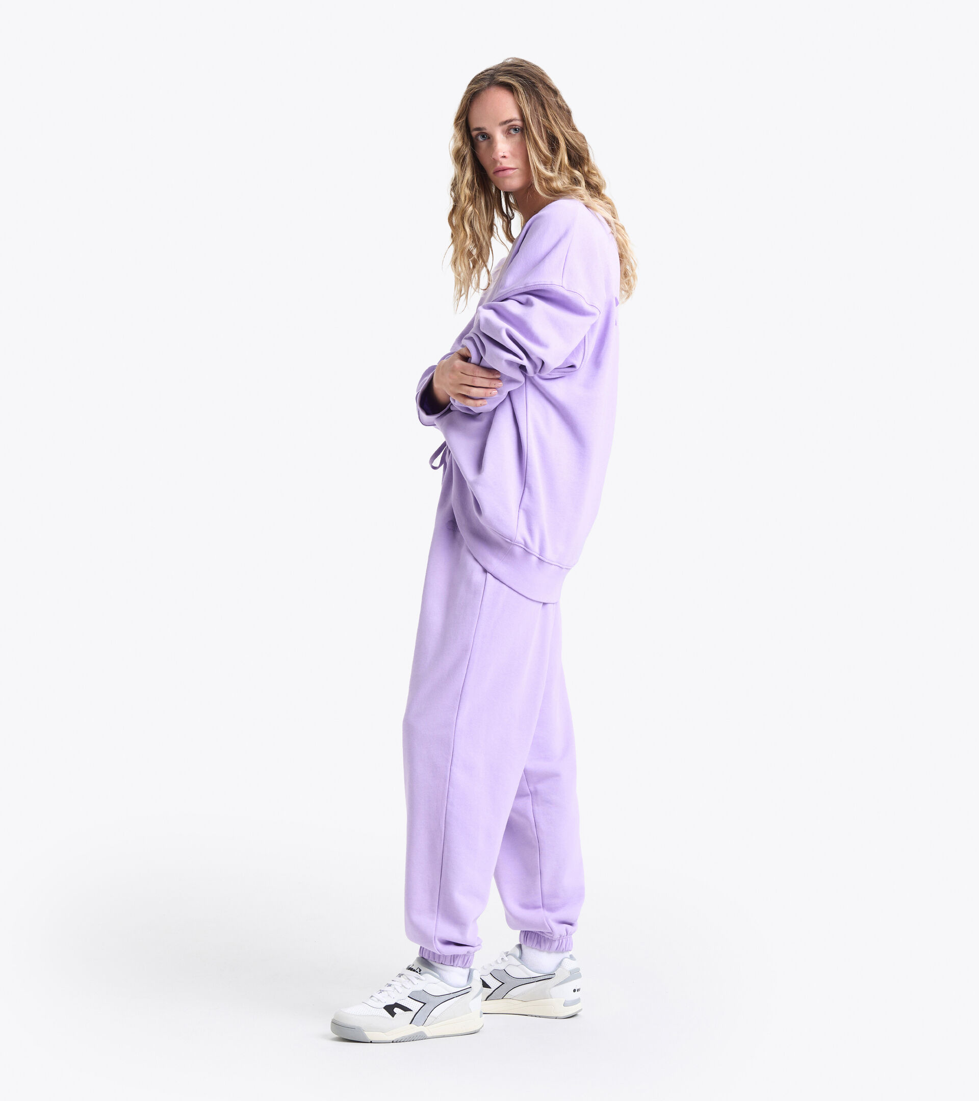 Cotton sweatpants - Gender neutral PANT SPW LOGO PURPLE ROSE - Diadora