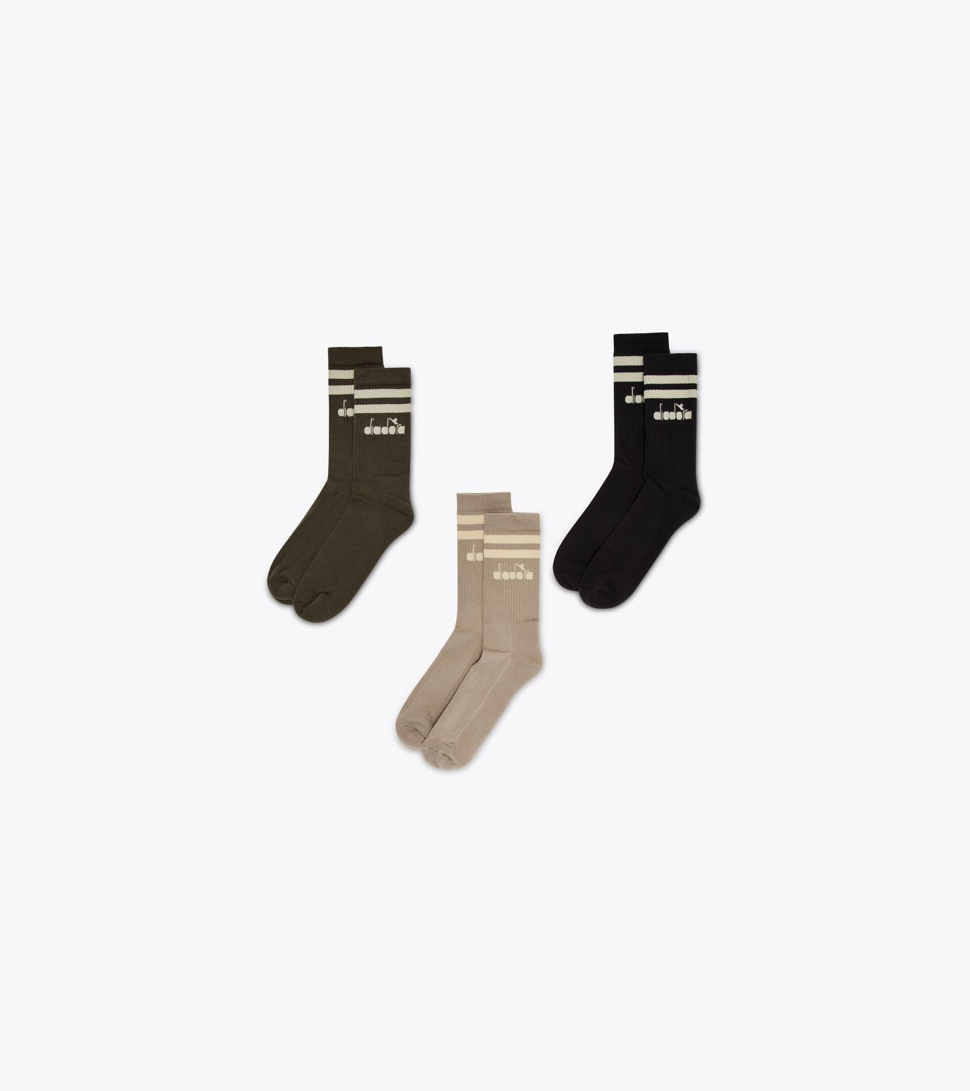 Set of 3 socks - Made in Italy SOCKS 3PACK LEGACY RAINY DAY/BLACK/MILITARY OLIVE - Diadora