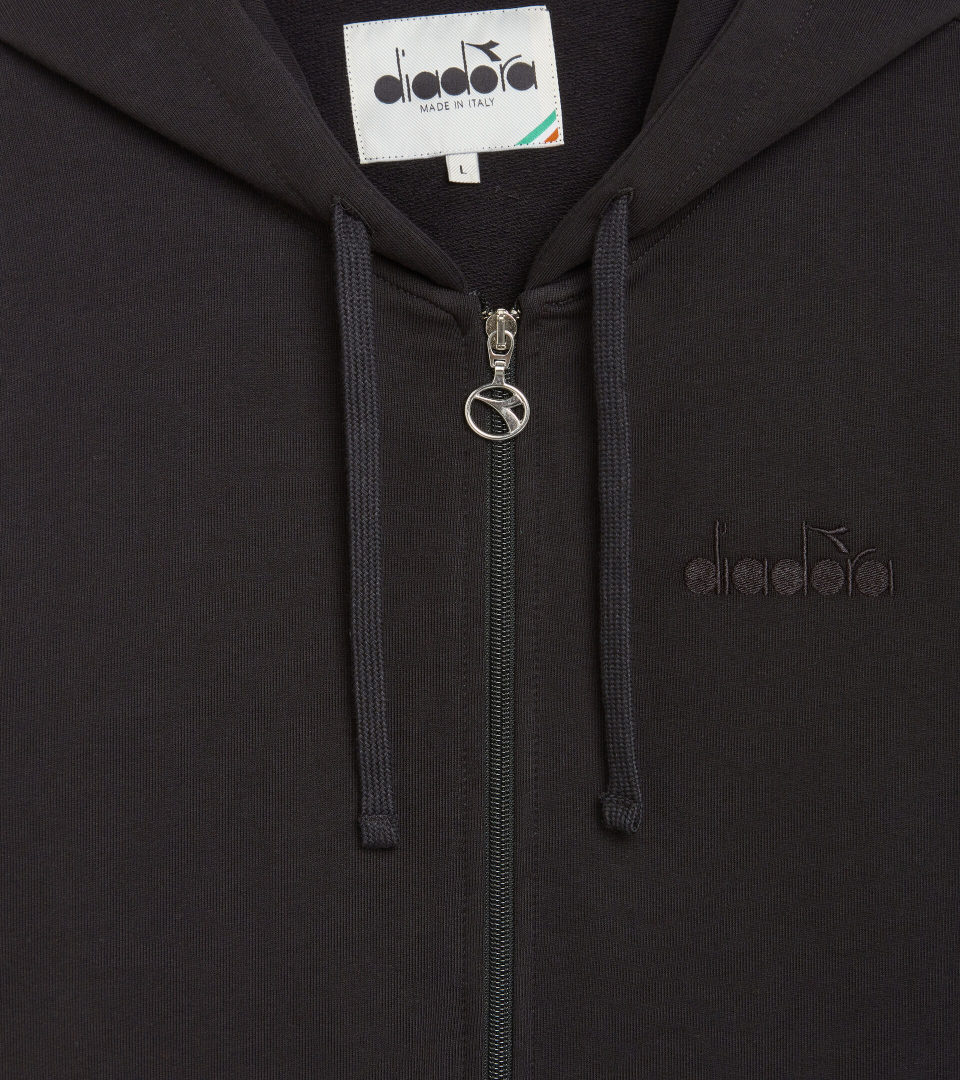 Hooded sweatshirt - Made in Italy - Men HOODIE FZ MII BLACK - Diadora