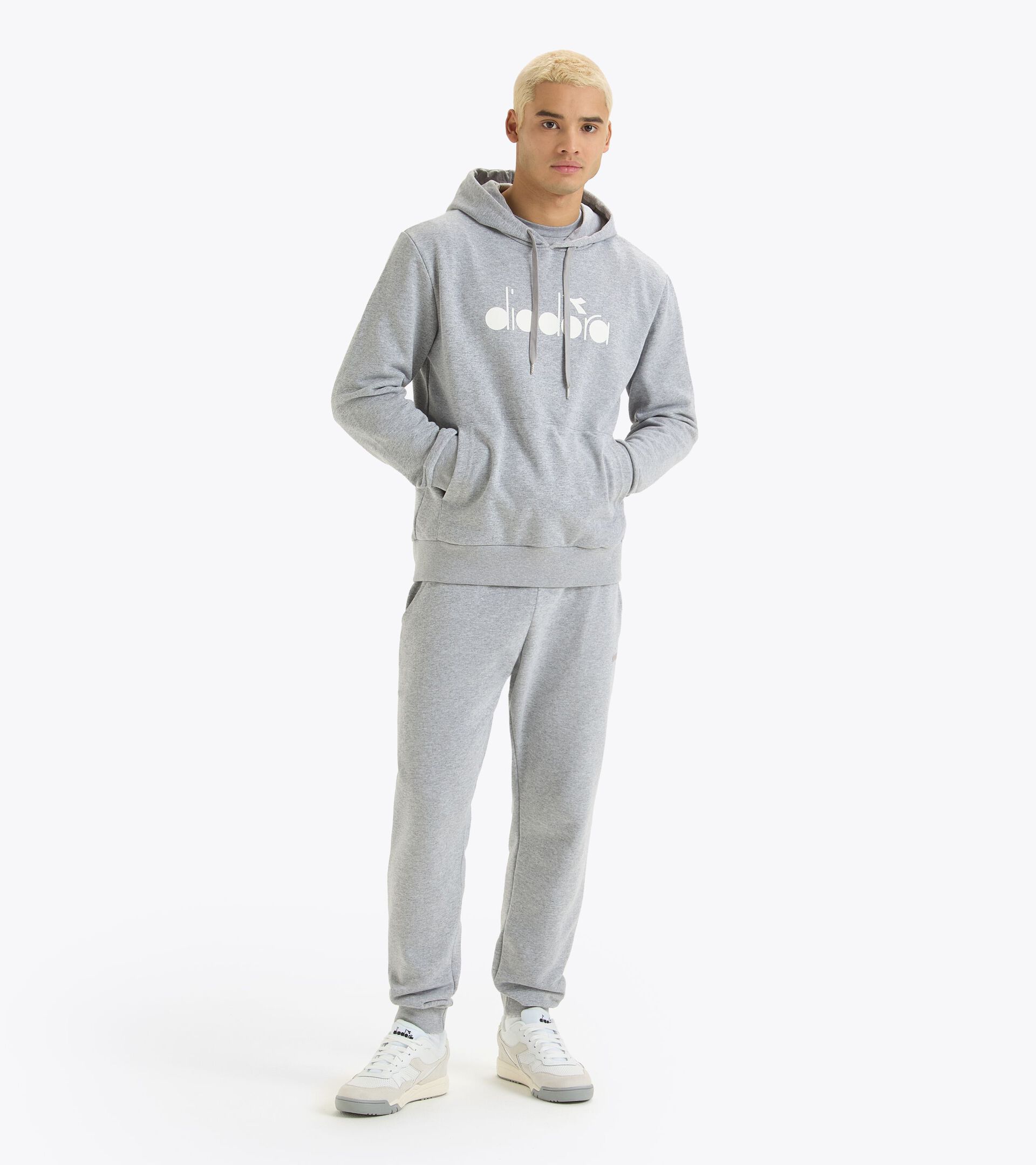 Sportliches Sweatshirt mit Kapuze - Made in Italy - Gender Neutral HOODIE LOGO HOCHHAUS MELANGE - Diadora