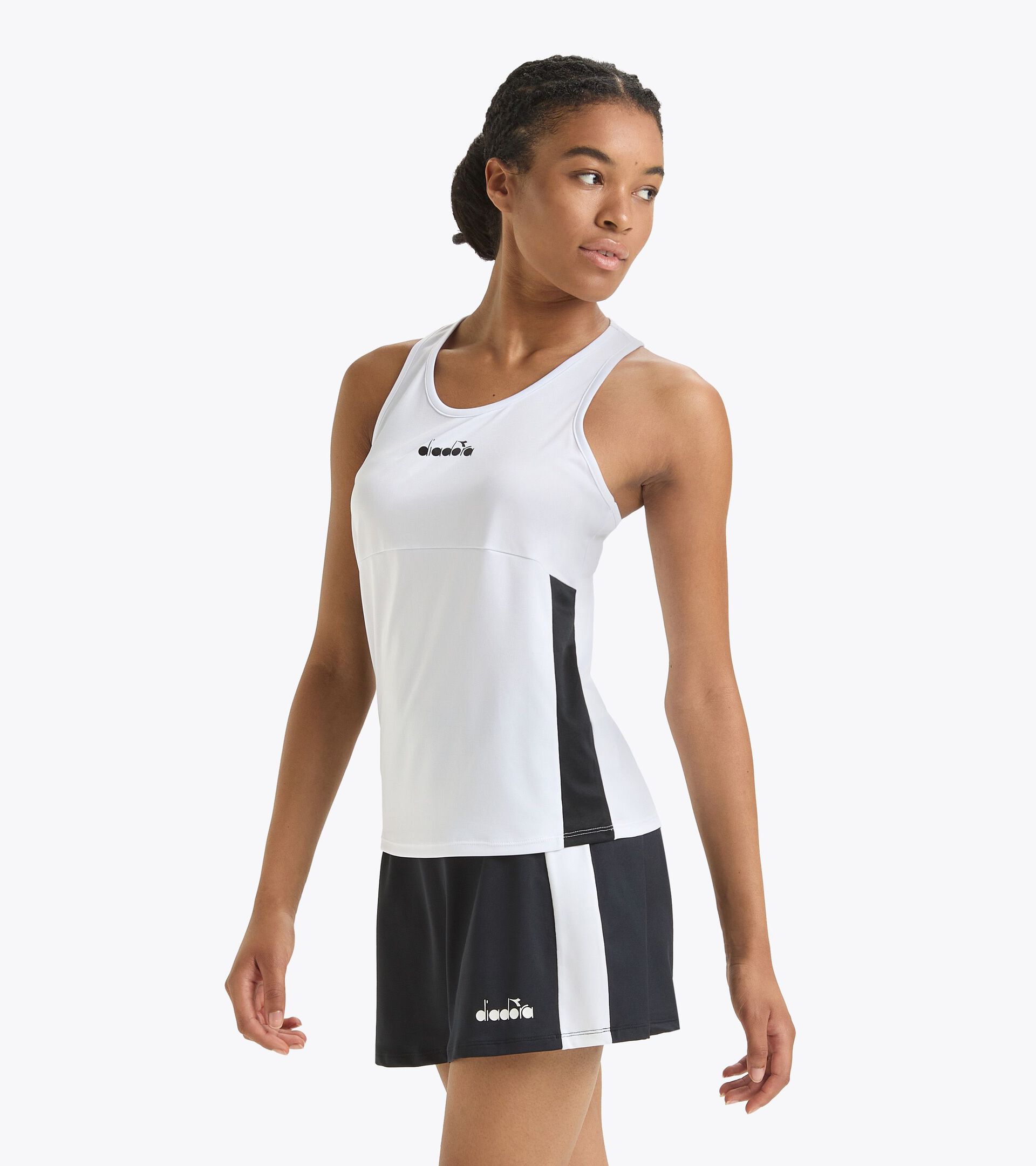 Camiseta sin mangas para correr - Mujer L. CORE TANK BLANCO VIVO/NEGRO - Diadora