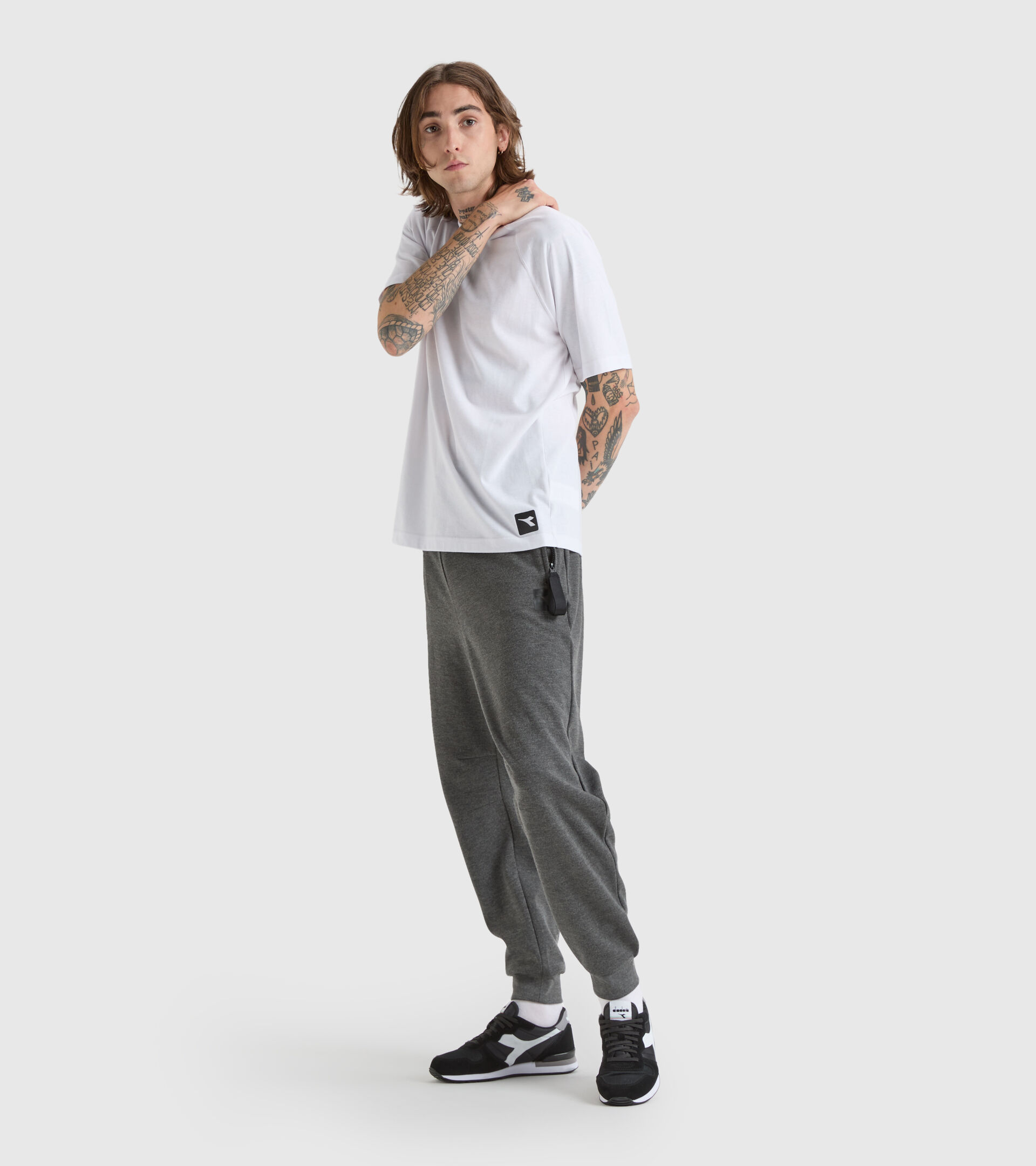 Cotton and polyester T-shirt - Men’s T-SHIRT SS URBANITY OPTICAL WHITE/BLACK - Diadora