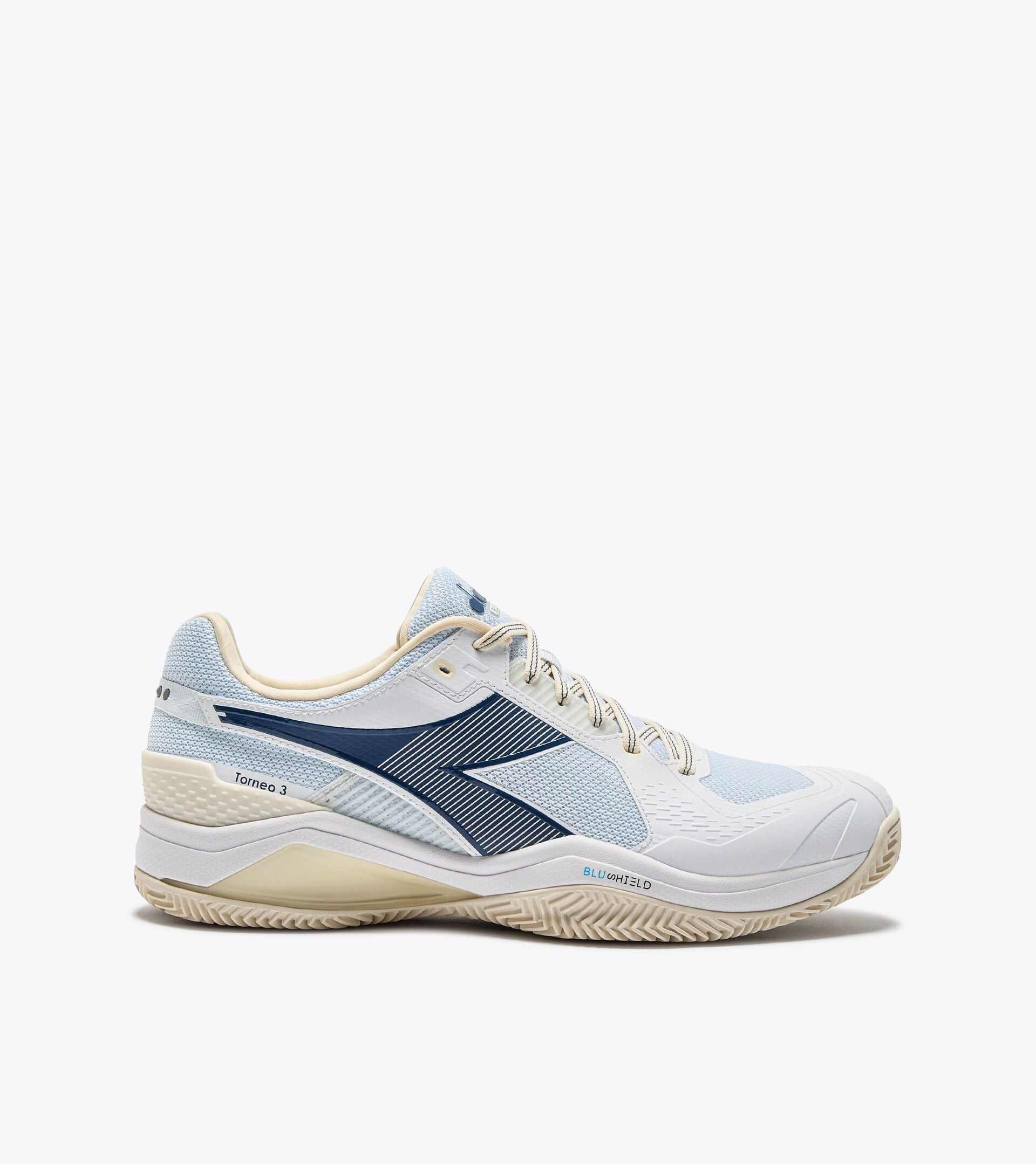 Zapatilla de tenis para superficies de tierra batida - Protecci&oacute;n y amortiguaci&oacute;n - Hombre BLUSHIELD TORNEO 3 CLAY WHT/ENSIGN BLUE/WHISPER WHT - Diadora