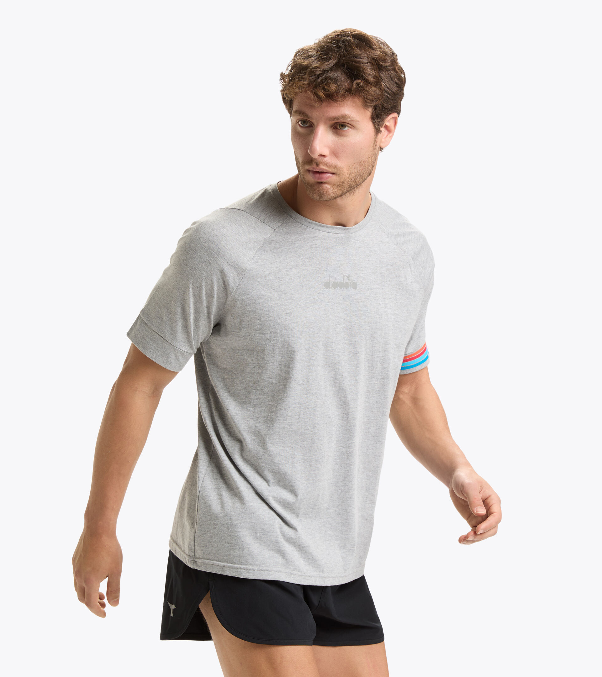 Camiseta para correr - Hombre SS T-SHIRT PLUS BE ONE GRIS MEDIO CLARO MEZCLA - Diadora