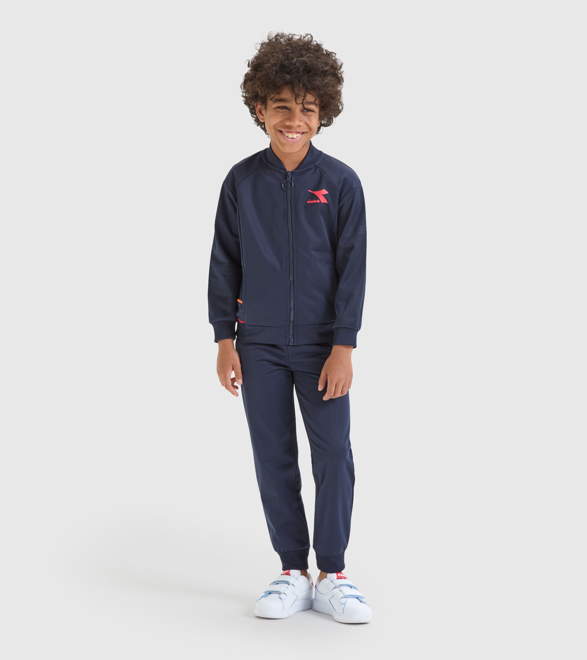 Polyknit sports tracksuit - Boy’s JB.TRACKSUIT FZ DIADORA FC CLASSIC NAVY - Diadora