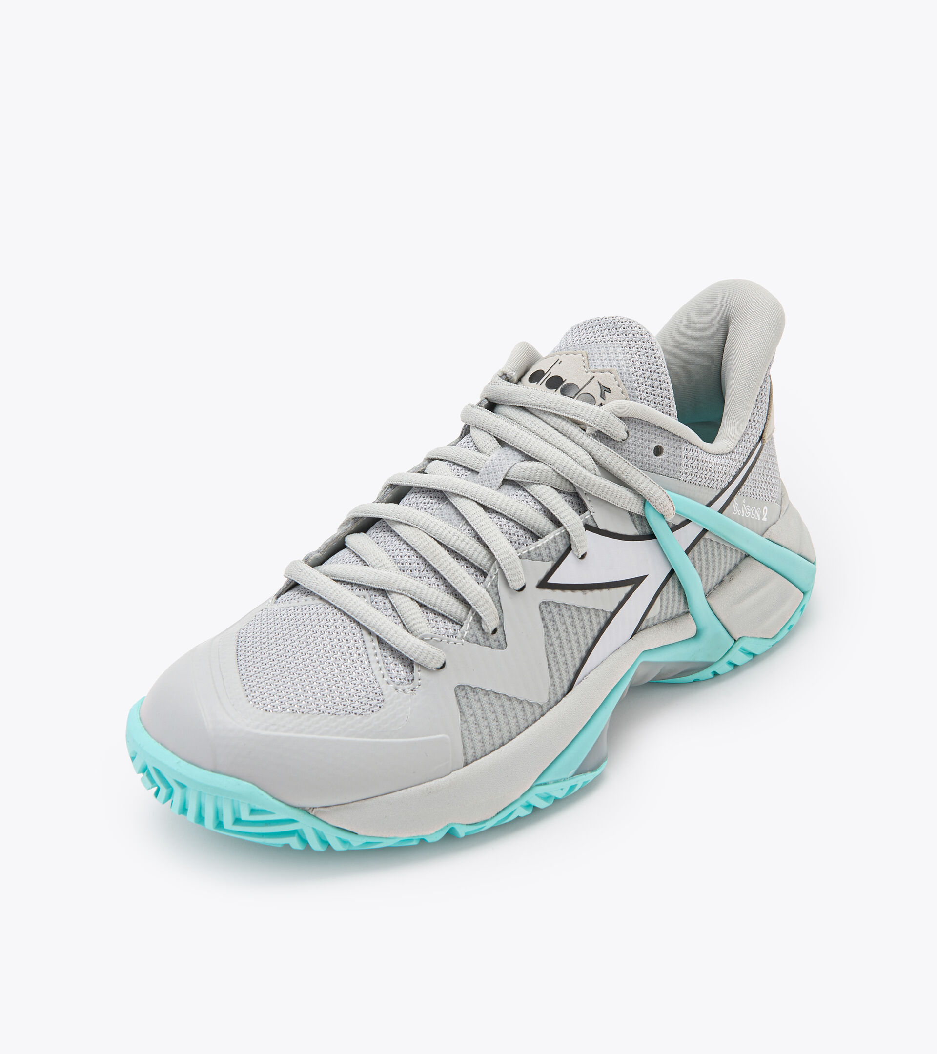 Tennis shoes for hard surfaces or clay courts - Women B.ICON 2 W AG SILVER DD/BLACK/ARUBA BLUE - Diadora