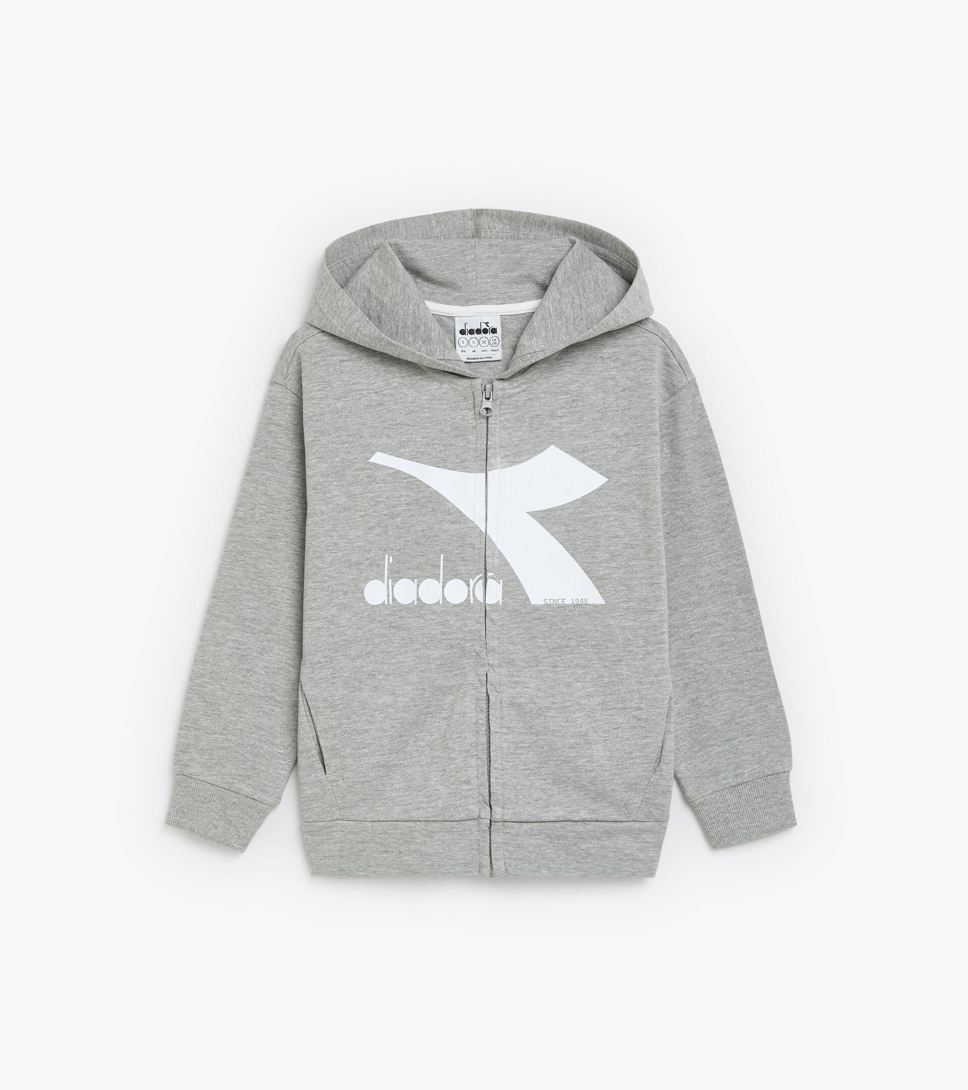 Sweatshirt aus Baumwolle - Kinder JU.HOODIE FZ HELL MITTELGRAU MELANGE - Diadora