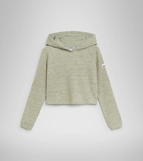 L. HOODIE CROP MANIFESTO 2030, DESERT SAGE MELANGE Cropped hooded sweatshirt - Women’s L. HOODIE CROP MANIFESTO 2030 DESERT SAGE MELANGE - Diadora