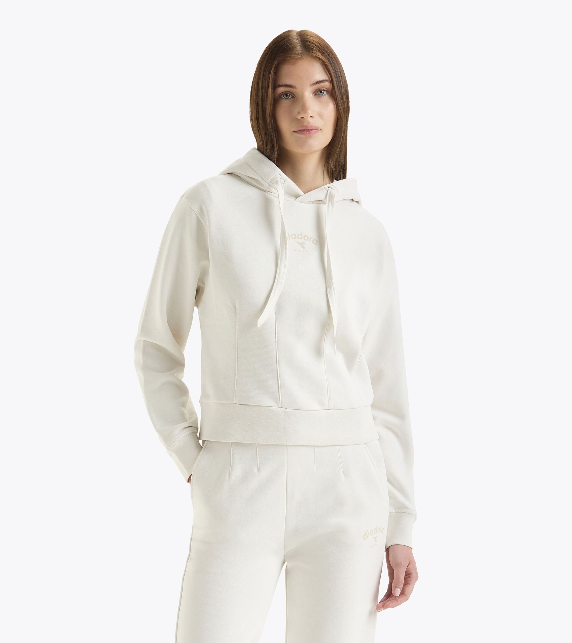 Cotton hoodie - Women’s L. HOODIE ATHL. LOGO WHITE MILK - Diadora