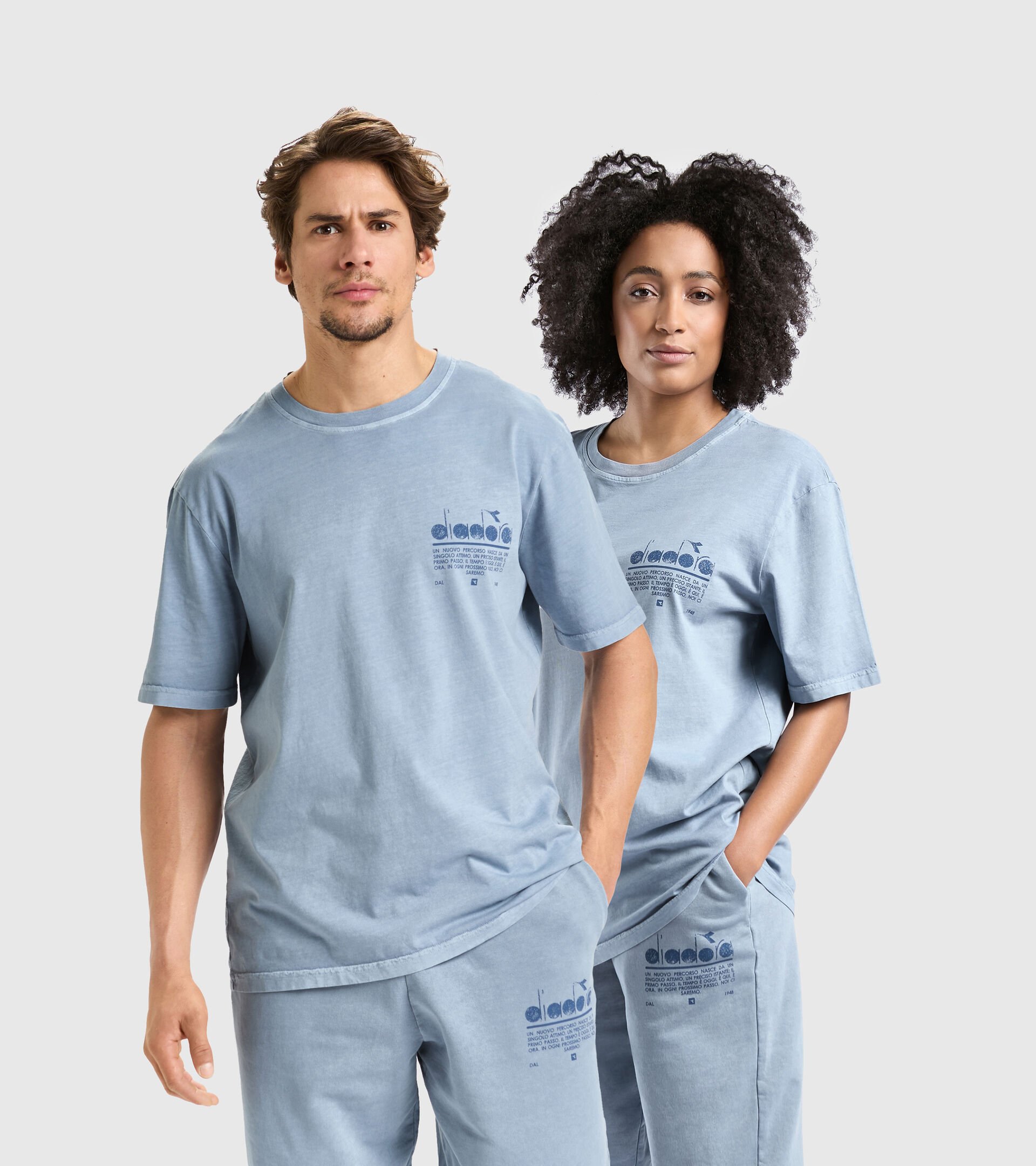 Organic cotton T-shirt - Unisex T-SHIRT SS MANIFESTO PALETTE SKY-BLUE COUNTRY - Diadora
