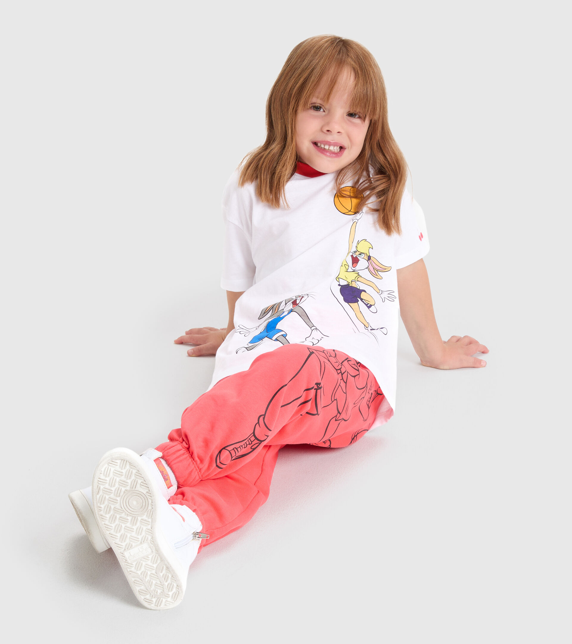 Cotton terrycloth joggers - Kids JU.JOGGER PANT WB HOT CORAL - Diadora