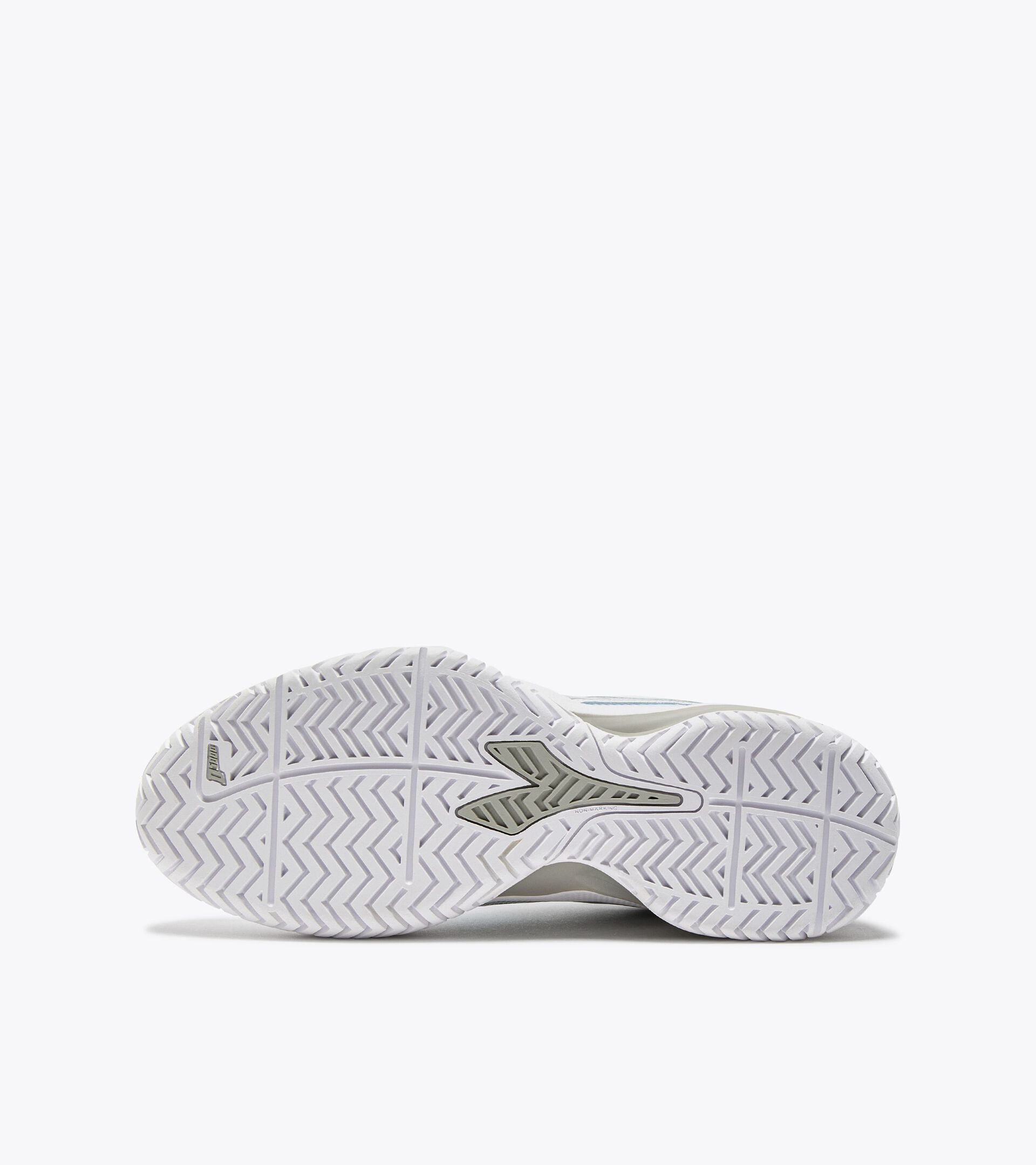 Tennisschuh f&uuml;r Hartpl&auml;tze oder Sandpl&auml;tze - Schutz und Cushioning - Damen BLUSHIELD TORNEO 3 W AG WEISS/SILBER - Diadora