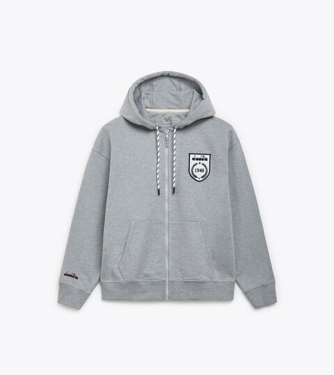 HOODIE FZ LEGACY, HIGH RISE MELANGE Sporty hoodie - Made in italy - Gender Neutral HOODIE FZ LEGACY HIGH RISE MELANGE - Diadora