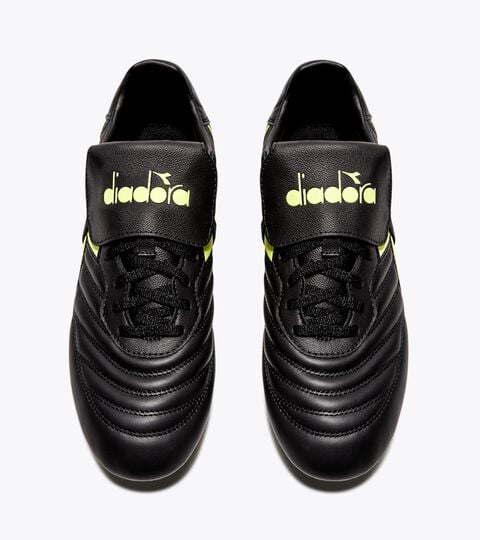 BRASIL LT T MDPU, SCHWARZ/FLUO GELB DD Fußballschuh für kompakte Böden BRASIL LT T MDPU SCHWARZ/FLUO GELB DD - Diadora