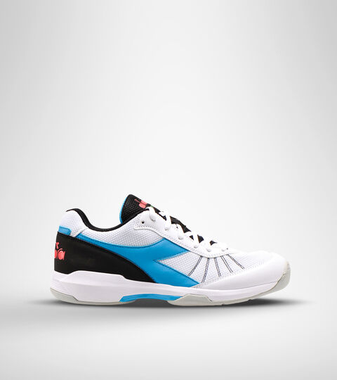 Chaussures de tennis pour terrains synthétiques en intérieur - Unisexe S.CHALLENGE 3 CARPET BLANC/BLEU FLUO - Diadora