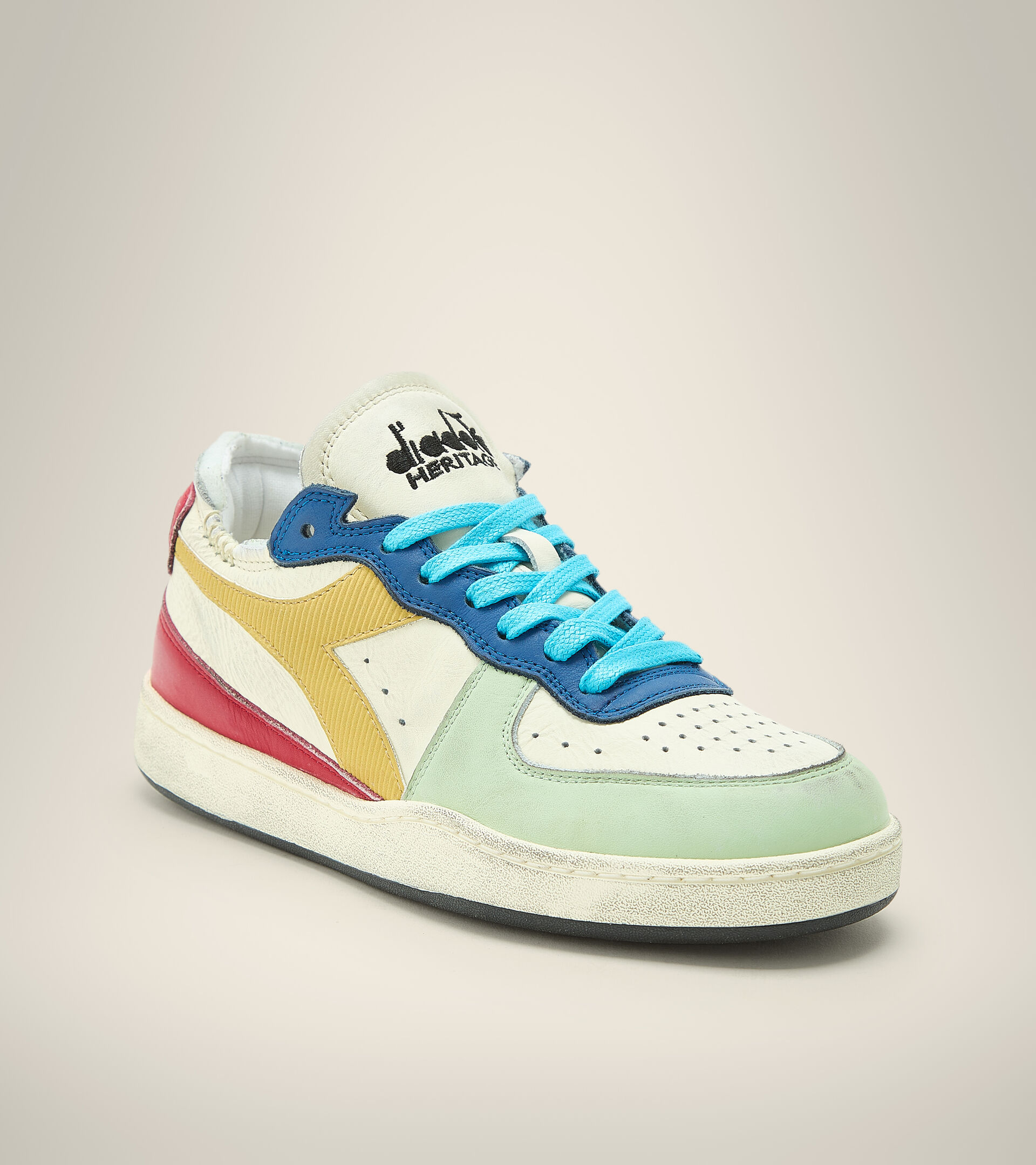 Heritage shoe - Unisex MI BASKET ROW CUT WINTER WHITE/CHILI PEPPER - Diadora