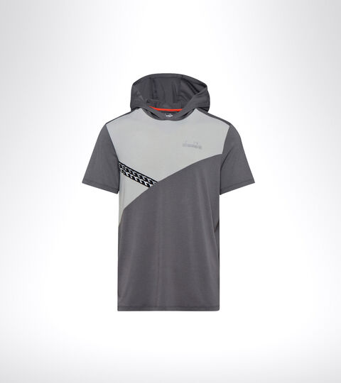 Running hooded T-shirt - Men HD SS LIGHT SWEATSHIRT BE ONE GRY QUIET SHADE/OYSTER MUSHROO - Diadora