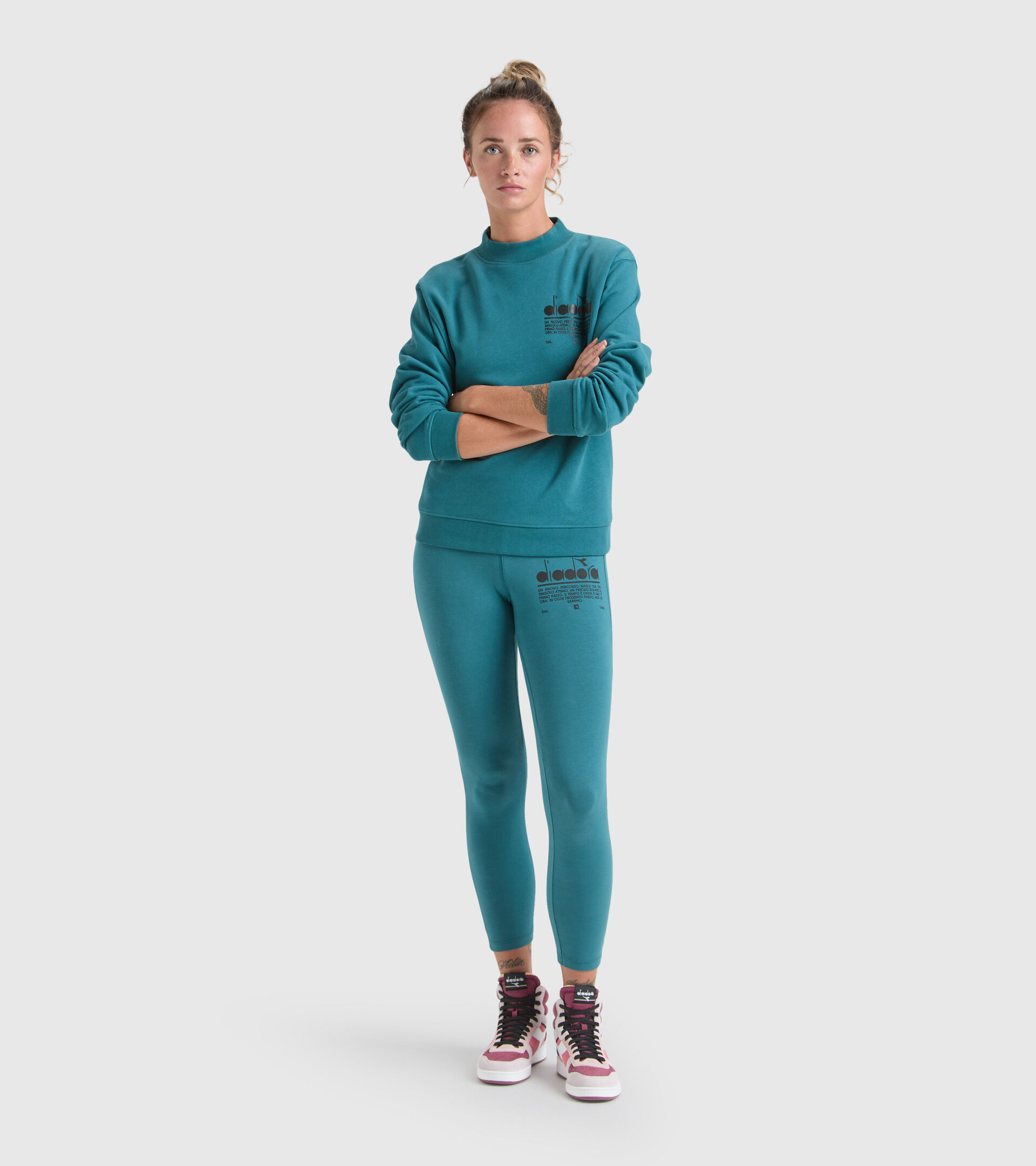 Cotton sweatshirt - Women’s L. SWEATSHIRT CREW MANIFESTO BLUE PACIFIC - Diadora