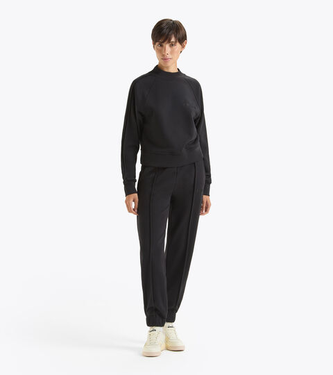 Unbrushed cotton tracksuit (crewneck sweatshirt and trousers) - Women L. SWEATSHIRT ATHLETIC LOGO TRACKSUIT black  - null