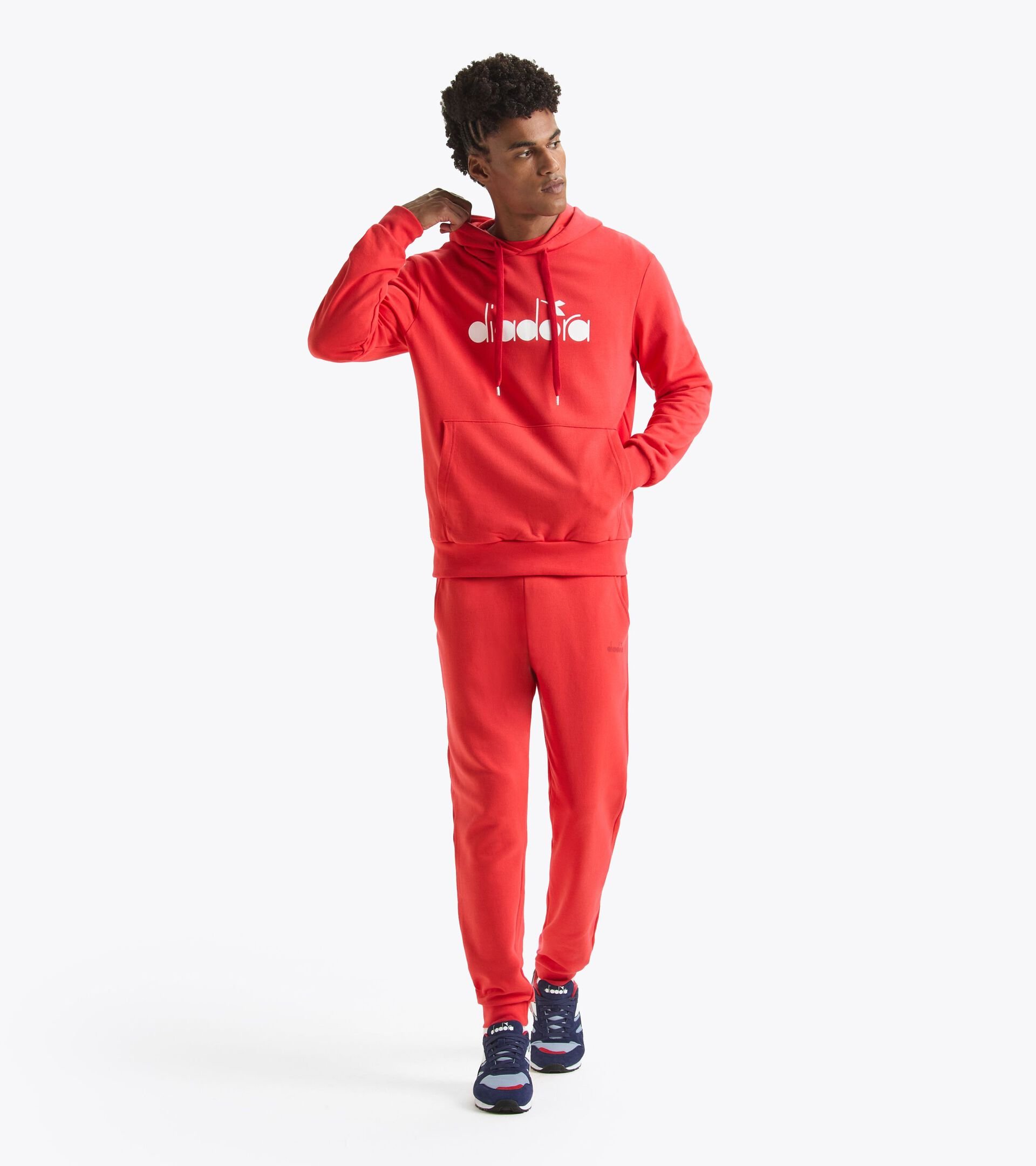 Sporty hoodie - Made in Italy - Gender Neutral HOODIE LOGO BITTERSWEET RED - Diadora