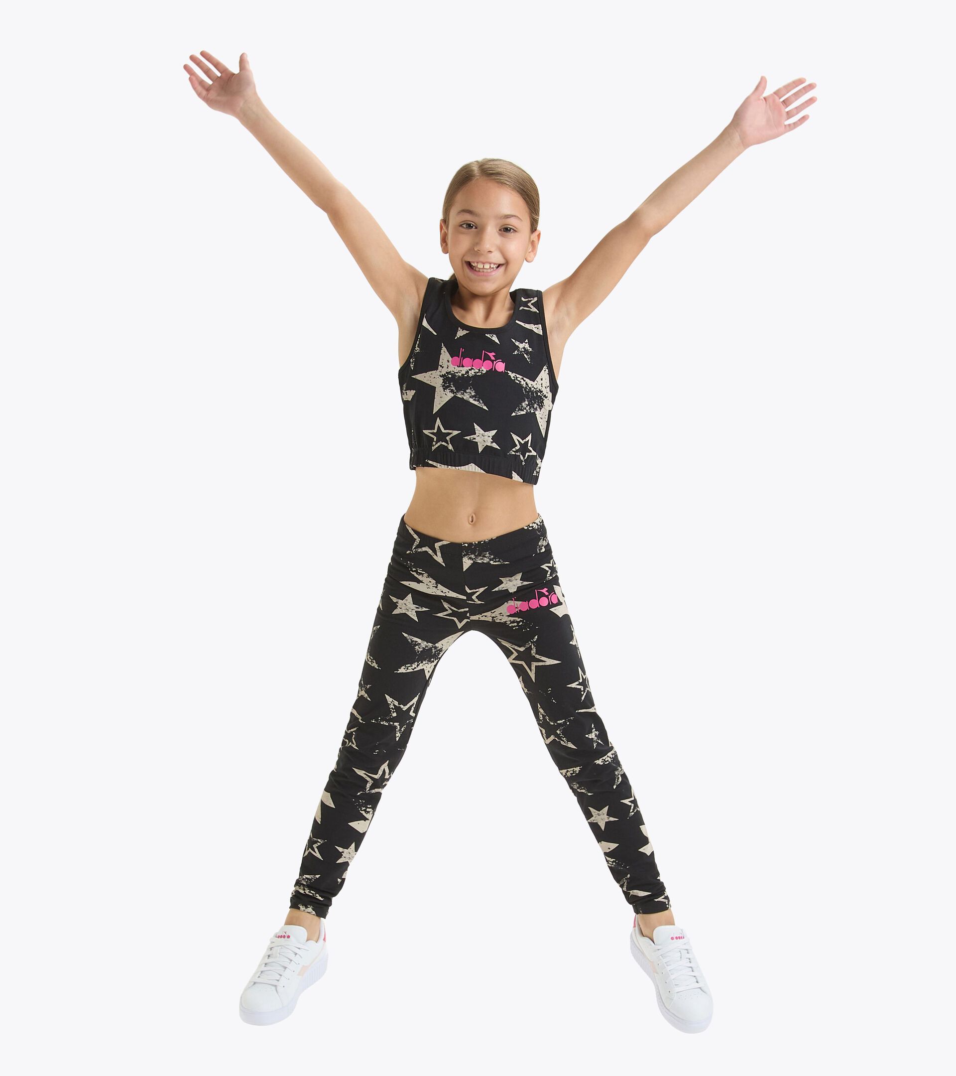 Leggings - Girl JG. LEGGINGS STARS BLACK - Diadora