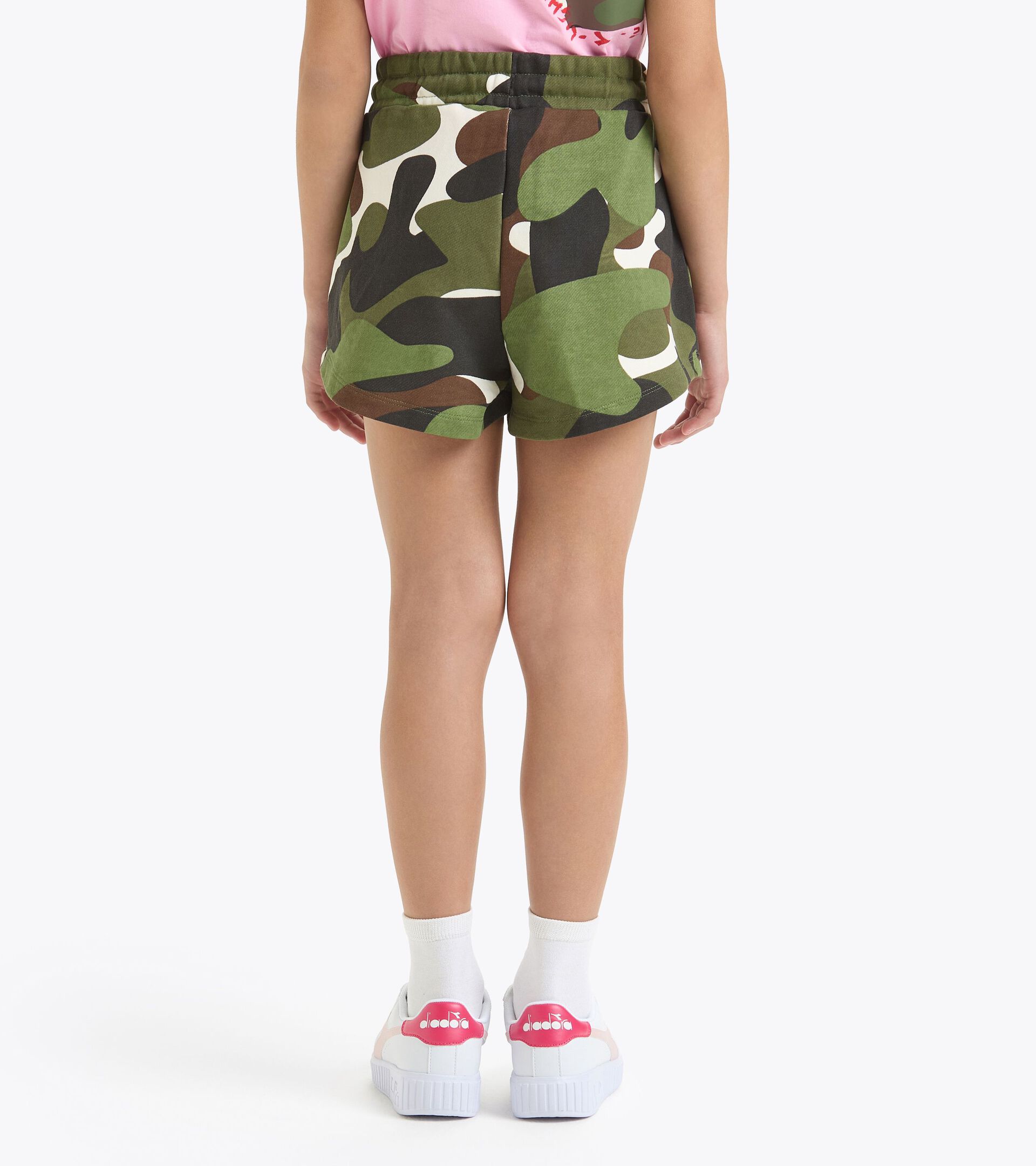 Short en coton - Fille JG. SHORTS CAMO CAMUFLAGE MILITAIRE VERT - Diadora