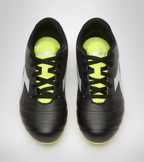 PICHICHI 3 MD JR, BLACK/YELLOW FL DD/SILVER Hard ground football boot - Unisex kids PICHICHI 3 MD JR BLACK/YELLOW FL DD/SILVER - Diadora
