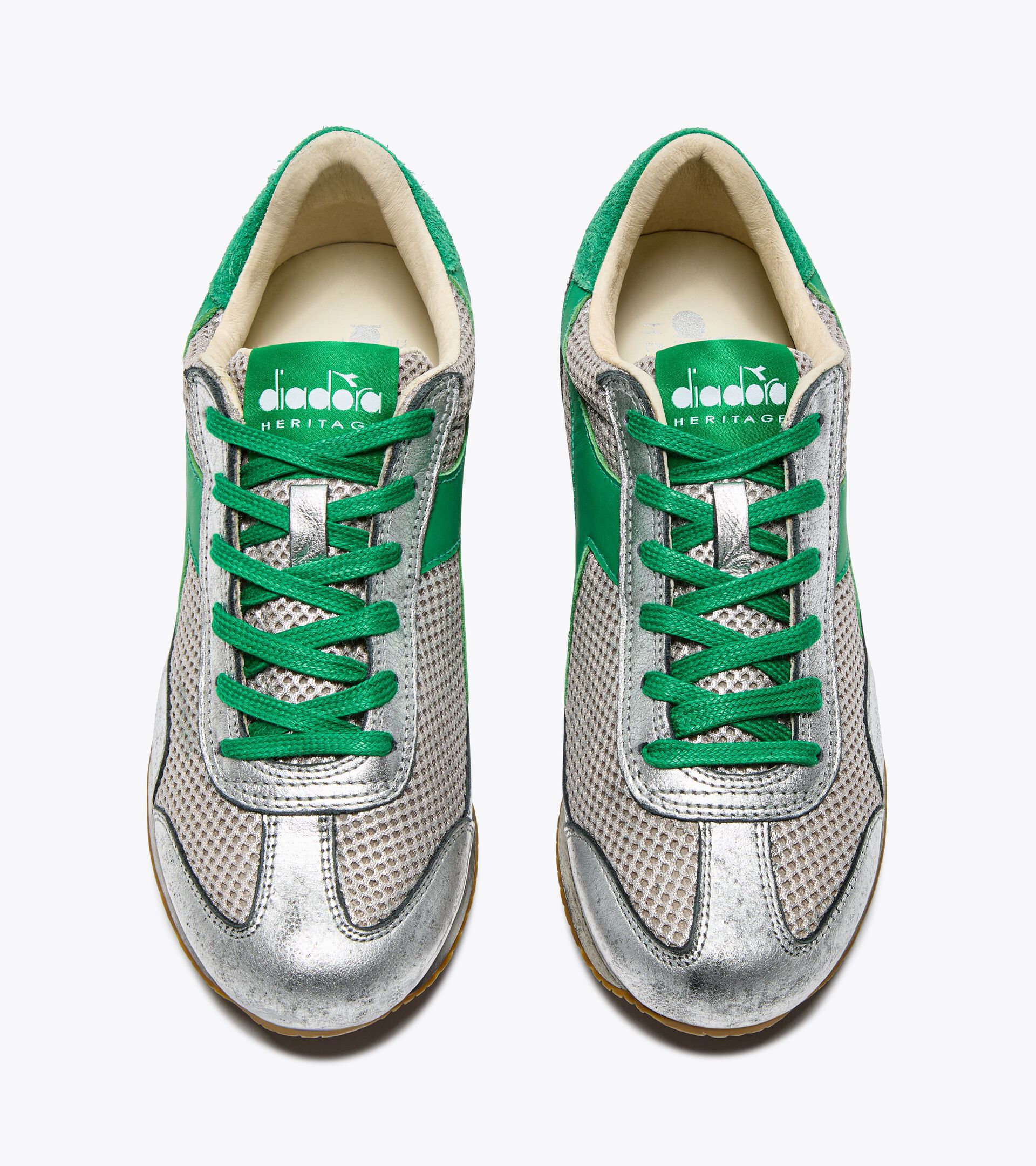 Heritage leather sneaker - All-Gender EQUIPE STELLAR SW SILVER METALIZED/GREEN PEAS CREAM - Diadora