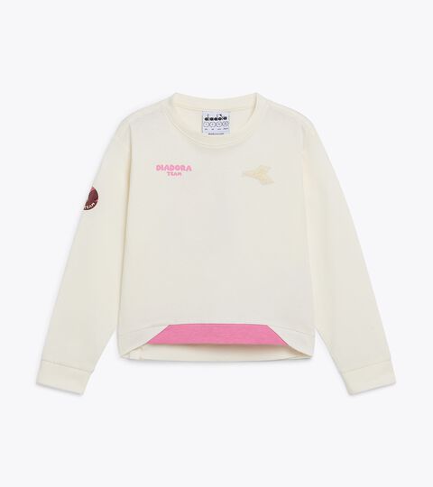 Long-sleeved T-shirt - Regular fit - Girls JG. T-SHIRT LS LOGO GARDENIA WHITE - Diadora
