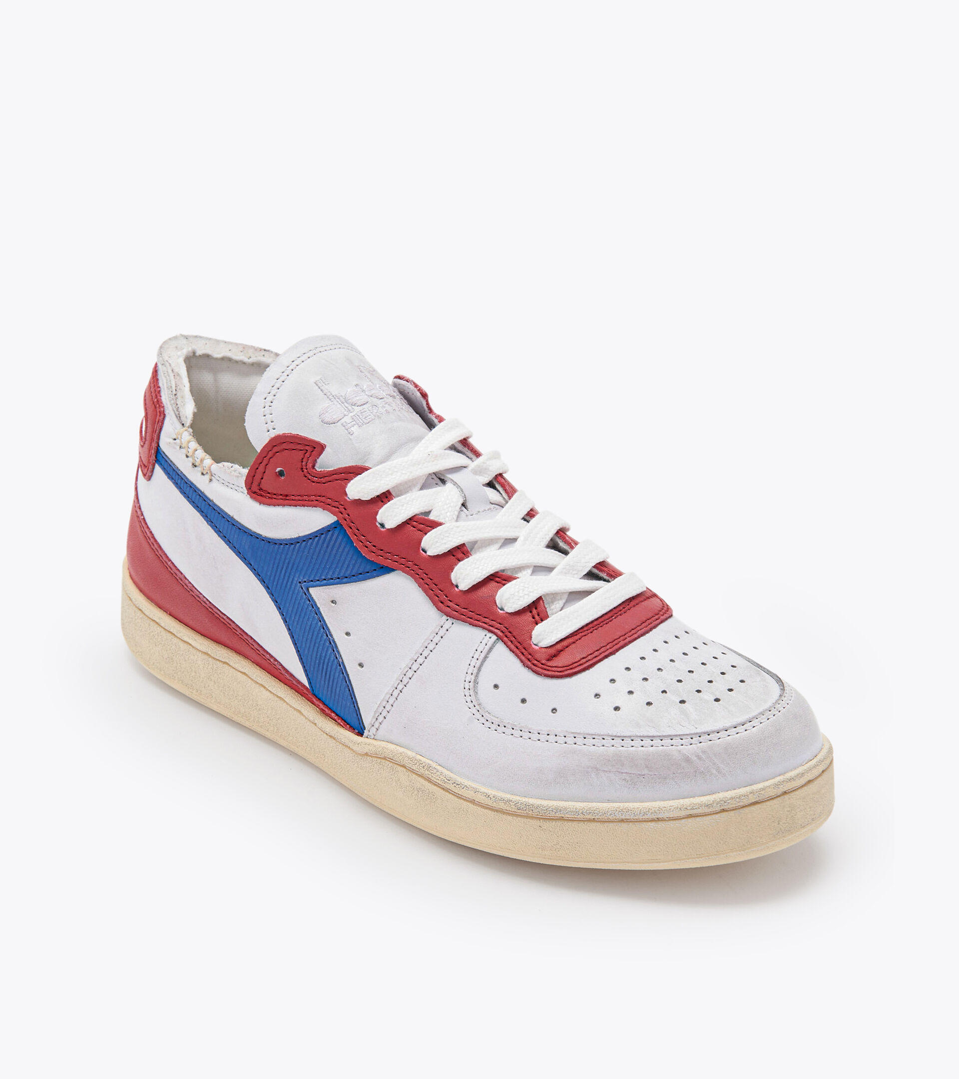 Heritage shoe - Unisex MI BASKET ROW CUT WHITE/POMPEIAN RED - Diadora