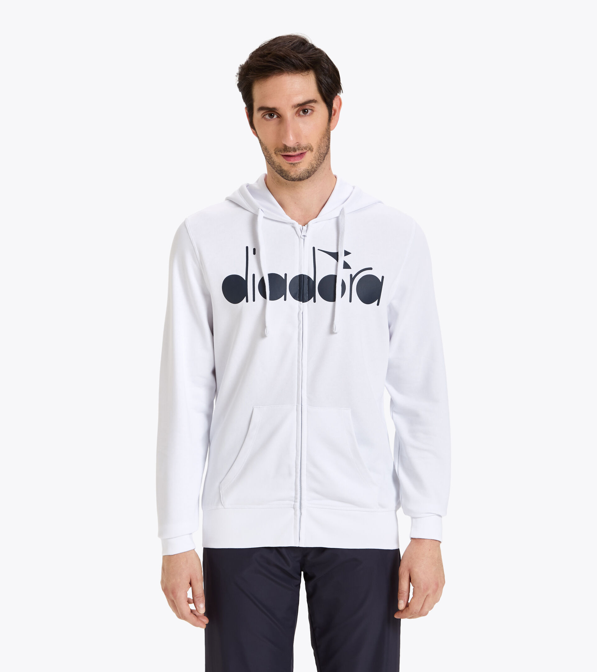 Tennis full zipper hoodie - Men HD FZ SWEAT DIADORA CLUB OPTICAL WHITE - Diadora