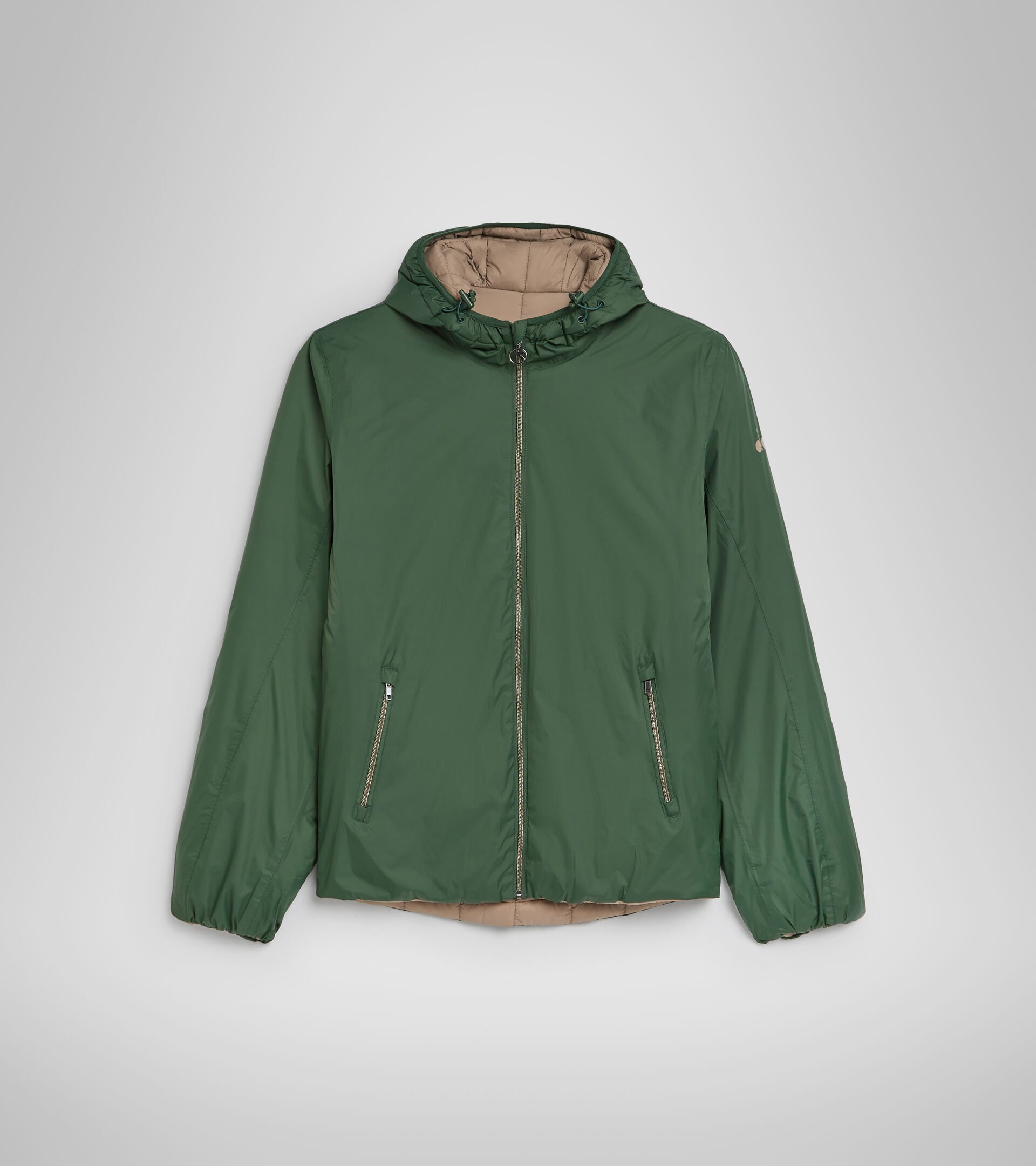 Reversible puffer jacket - Men HOODIE INSULATED JACKET GREEN MILITARY/BROWN ACORN - Diadora