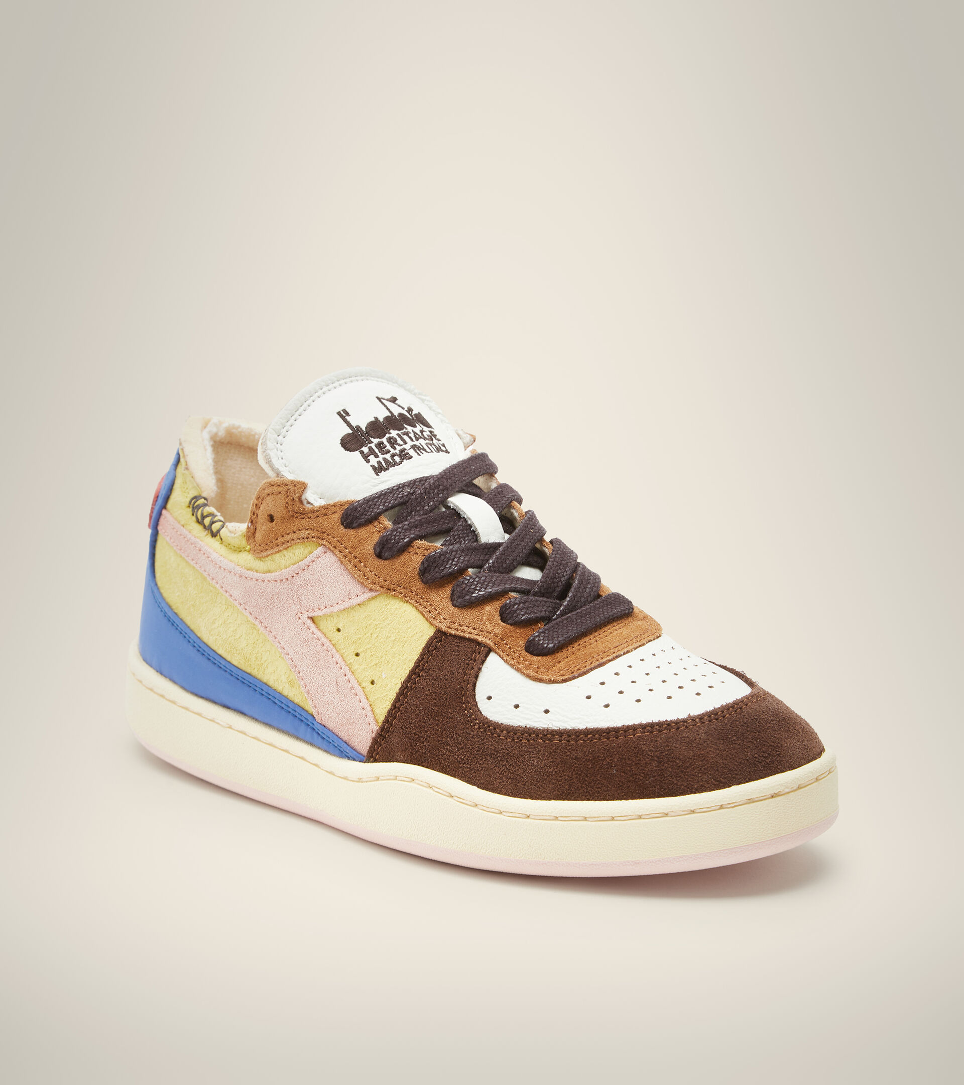 Chaussures Heritage Made in Italy - Unisexe MI BASKET ROW CUT CHOCO BREAKFAST JAUNE UTILITY - Diadora