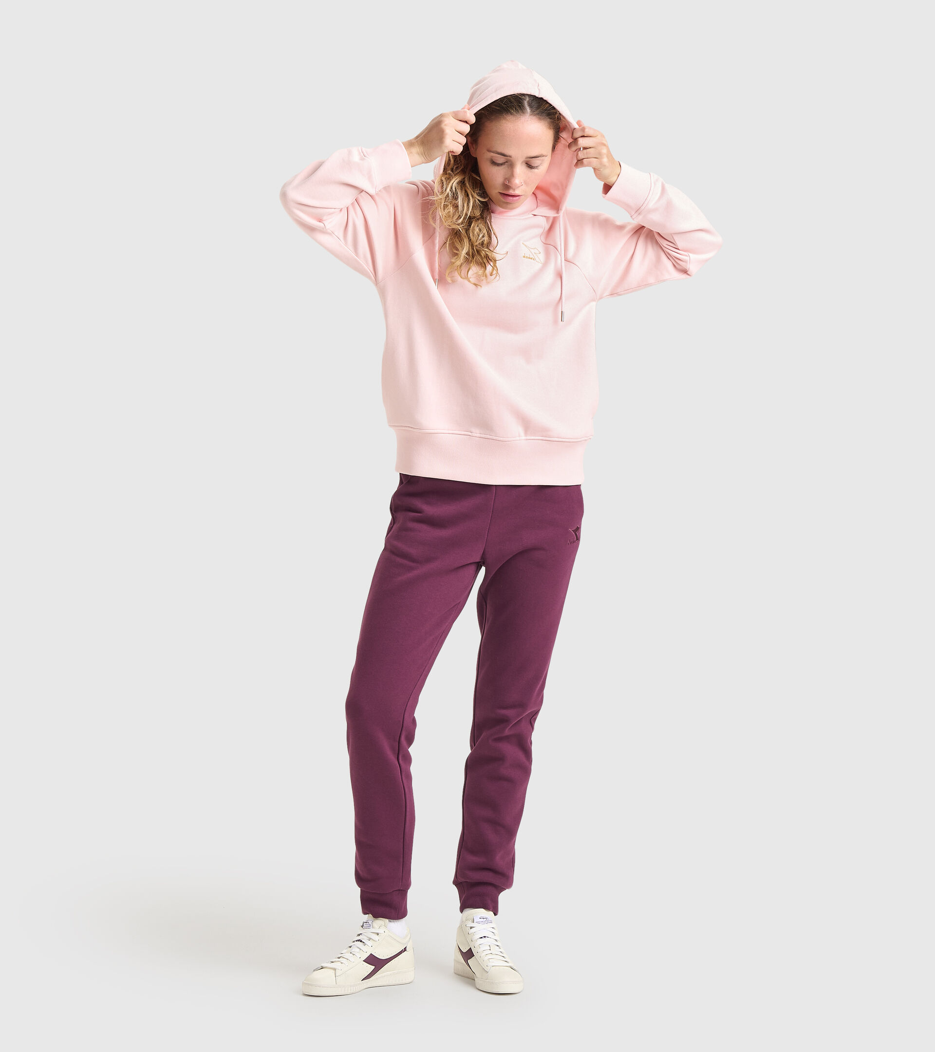 Felpa con cappuccio - Donna L. HOODIE FLOUNCE ROSA ZUCCHERO FILATO - Diadora