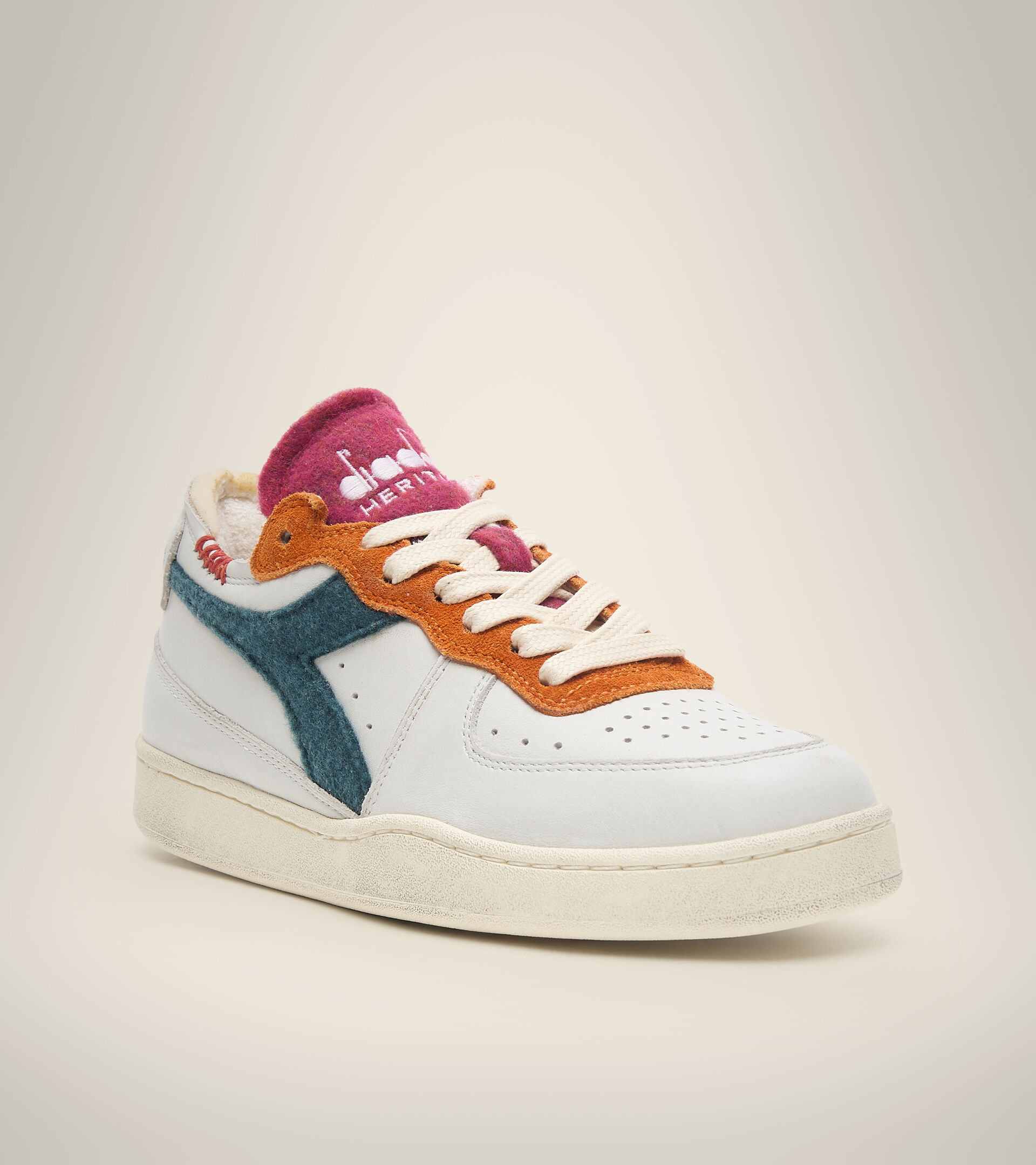 Heritage shoe - Unisex MI BASKET ROW CUT TENNIS WHITE/EDEN - Diadora