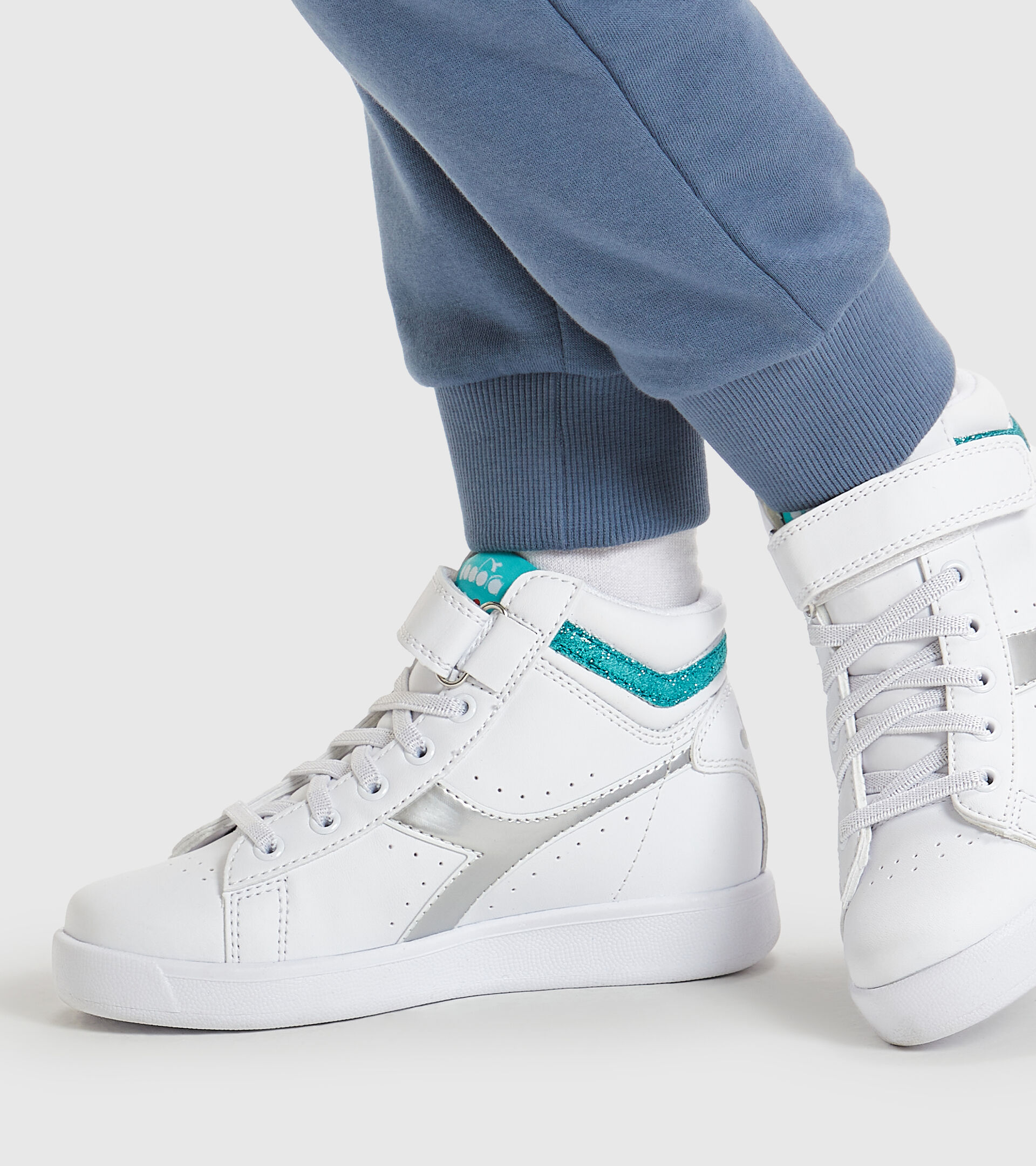 Sports shoes - Kids 4-8 years GAME P HIGH GIRL PS WHITE/BLUE TURQUOISE - Diadora