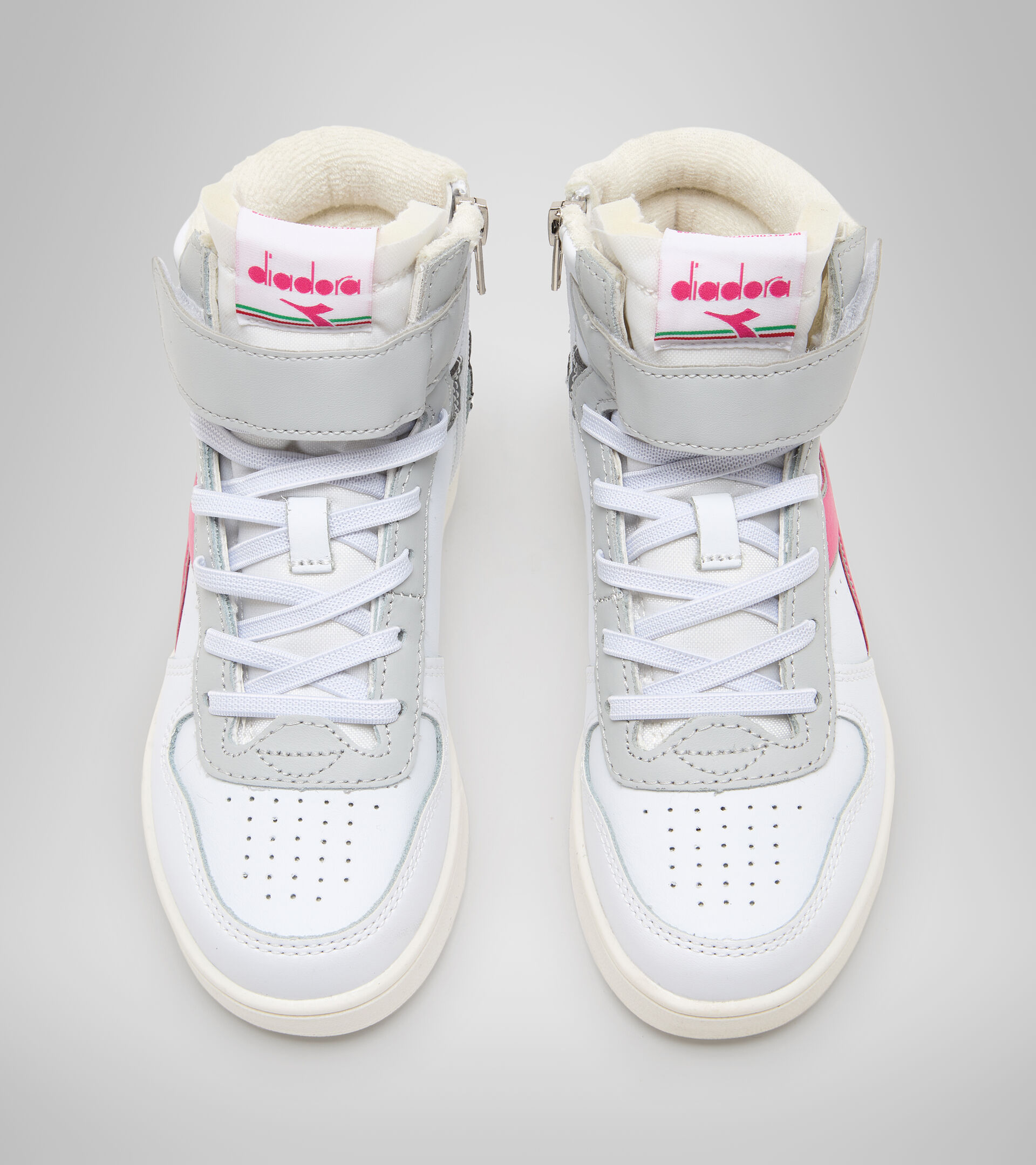 Sports shoes - Kids 4-8 years MAGIC BASKET MID PS WHT/FROST GRY/RASPBERRY SORBET - Diadora