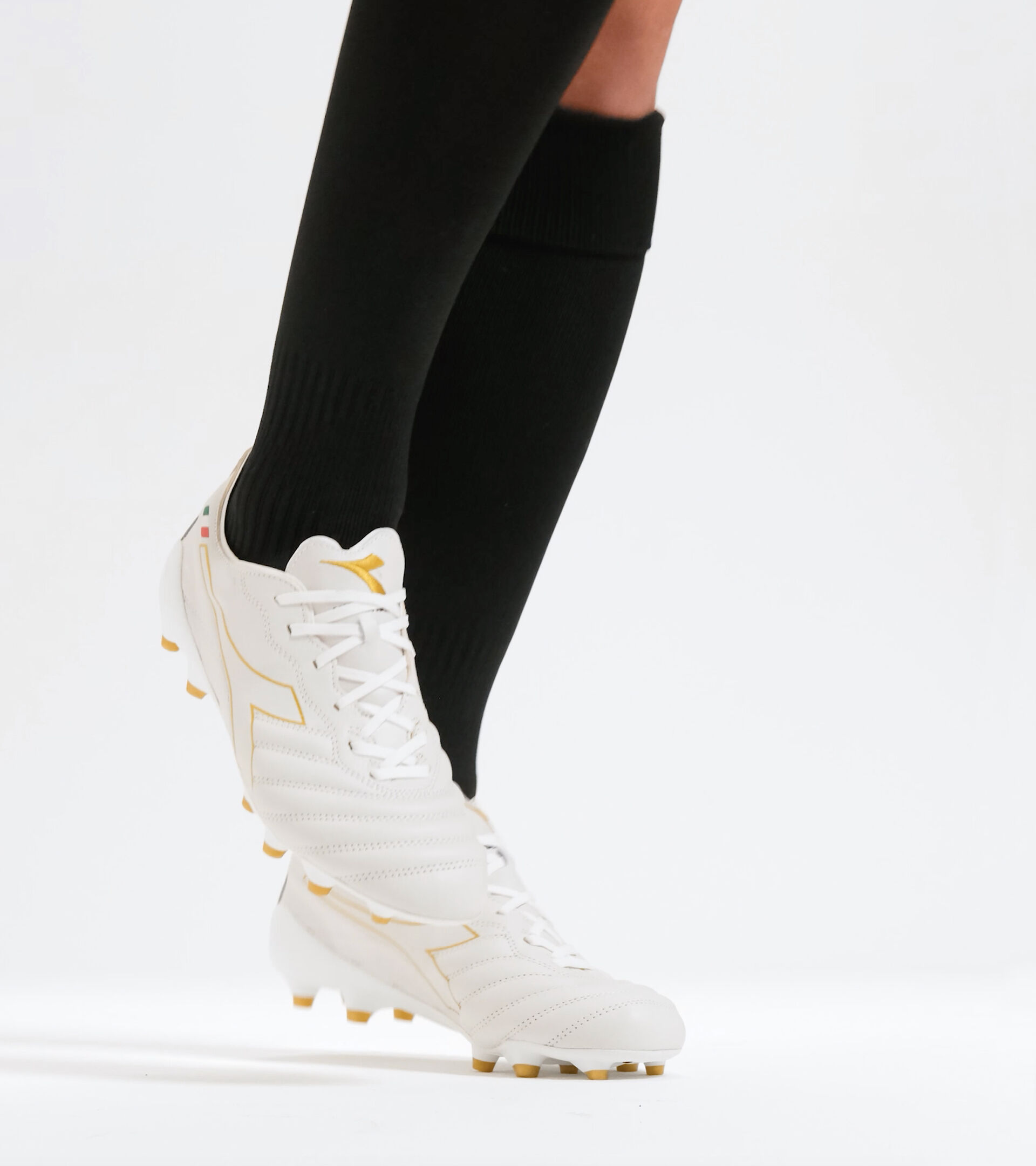 Firm ground football boots - Made in Italy BRASIL ELITE TECH ITA LPX WHITE/GOLD - Diadora