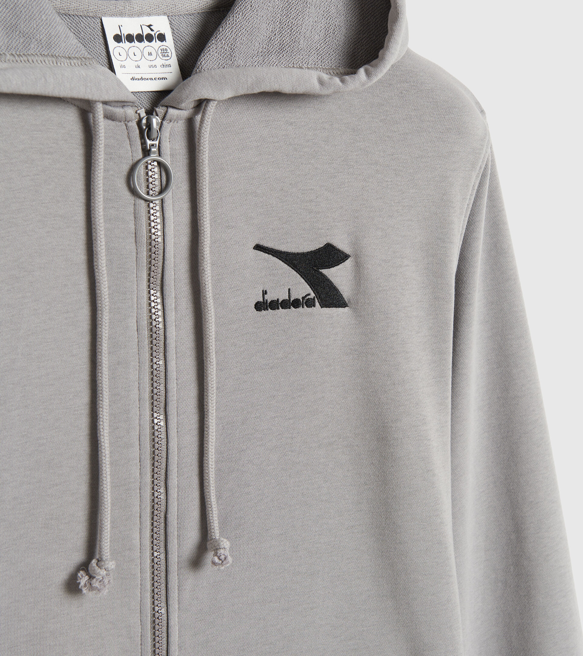 Cotton-blend sports sweatshirt - Men HOODIE FZ SWEAT CORE GRAY MOUSE - Diadora