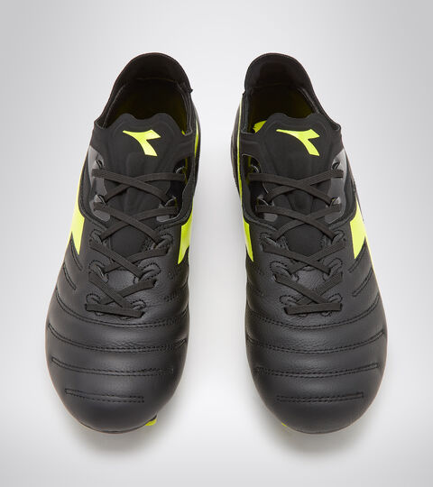 BRASIL ELITE TECH LPX, SCHWARZ/FLUO GELB DD Fußballschuh für kompakte Böden BRASIL ELITE TECH LPX SCHWARZ/FLUO GELB DD - Diadora