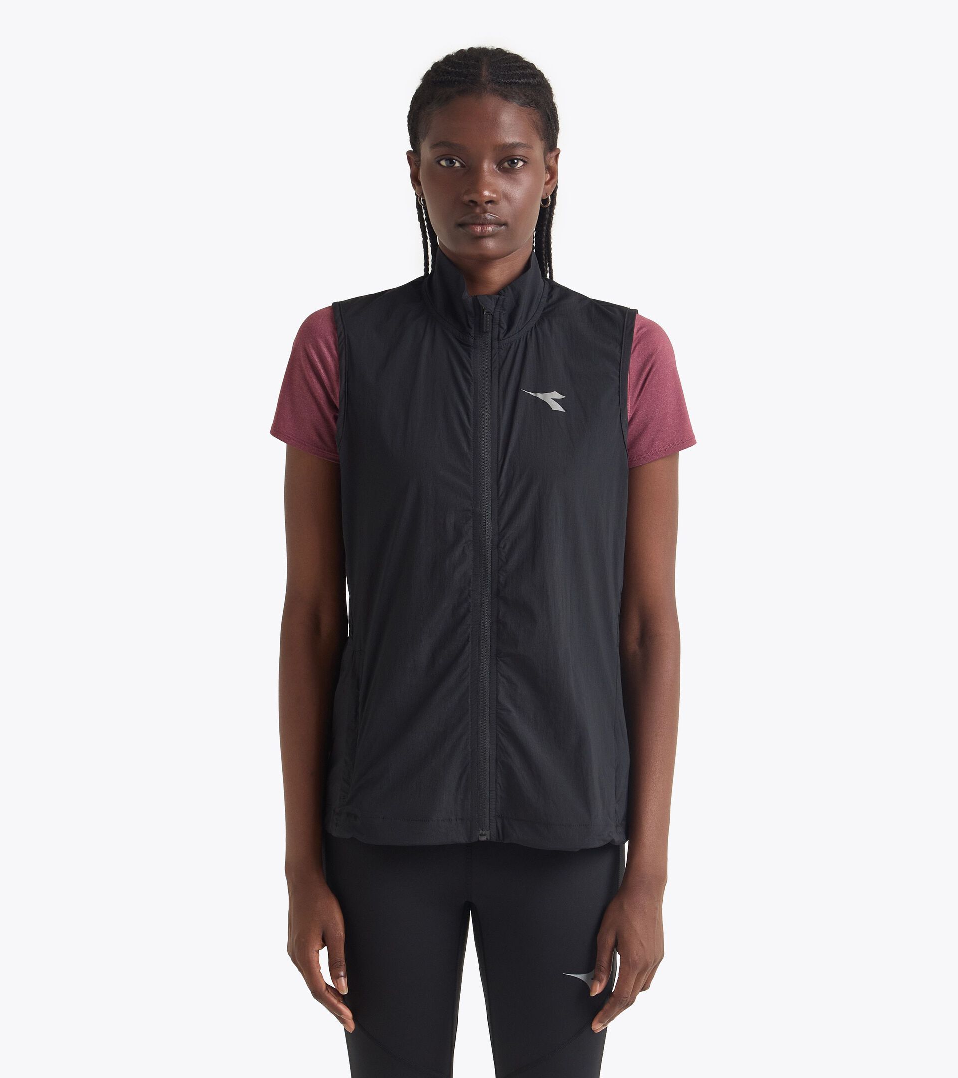 Chaleco cortavientos plegable§Running§Mujer L. WINDBREAKER PACKABLE VEST NEGRO - Diadora