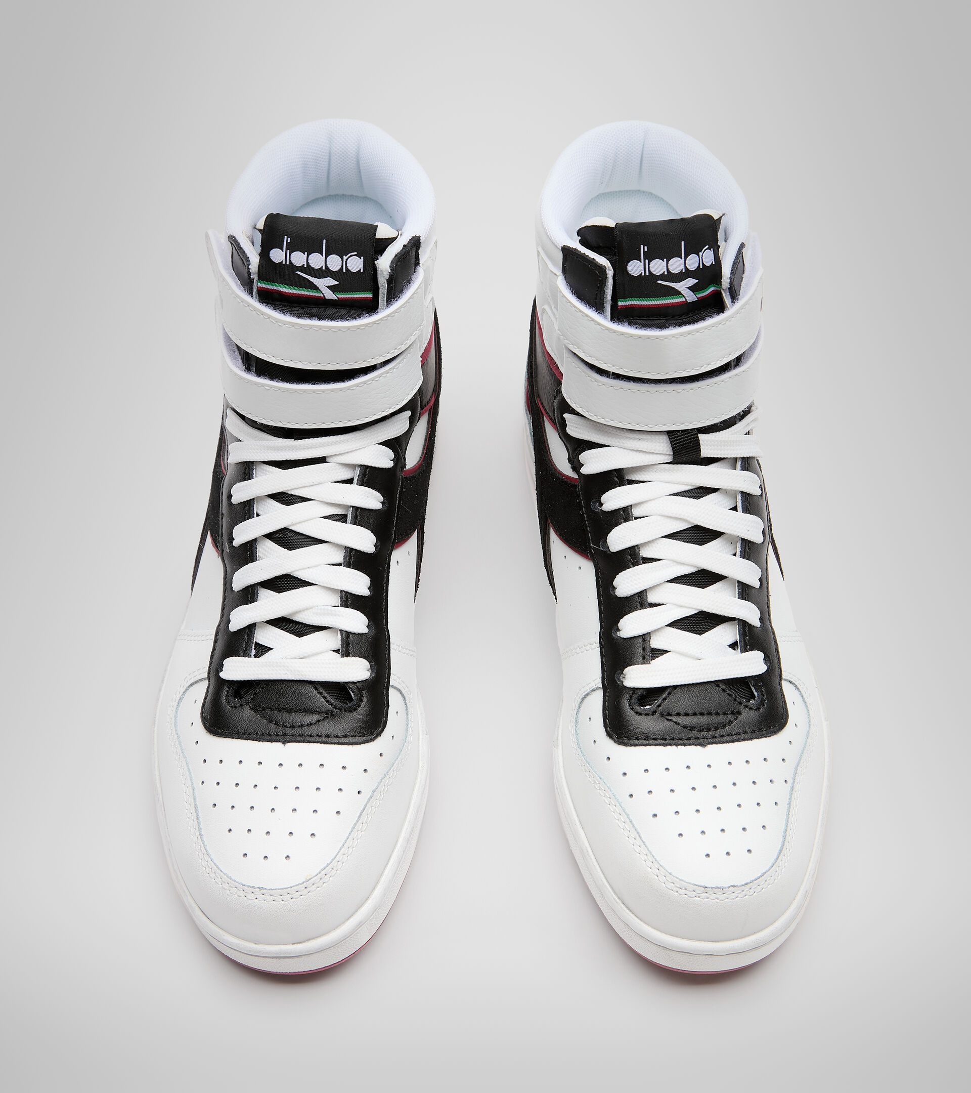 Sports shoes - Unisex MAGIC BASKET MID ICONA LEATHER WHITE/RED GRANATA - Diadora