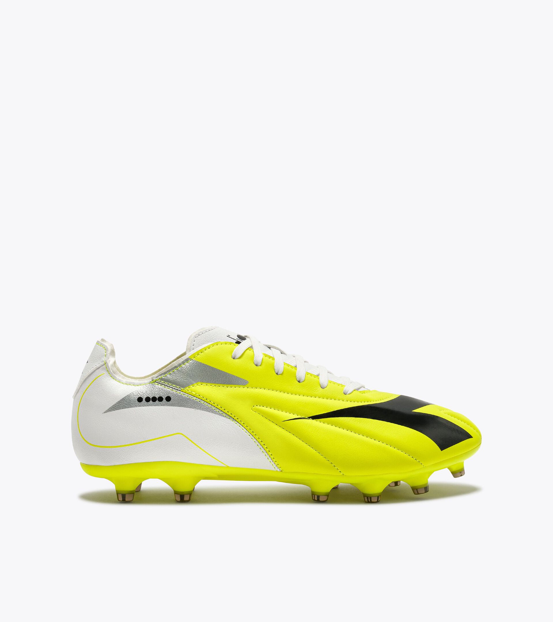 Fu&szlig;ballschuh aus Leder f&uuml;r kompakte B&ouml;den - F&uuml;r alle Geschlechter MAXIMUS ICON LT SLP12 FLUO GELB/SCHWARZ/WEISS - Diadora