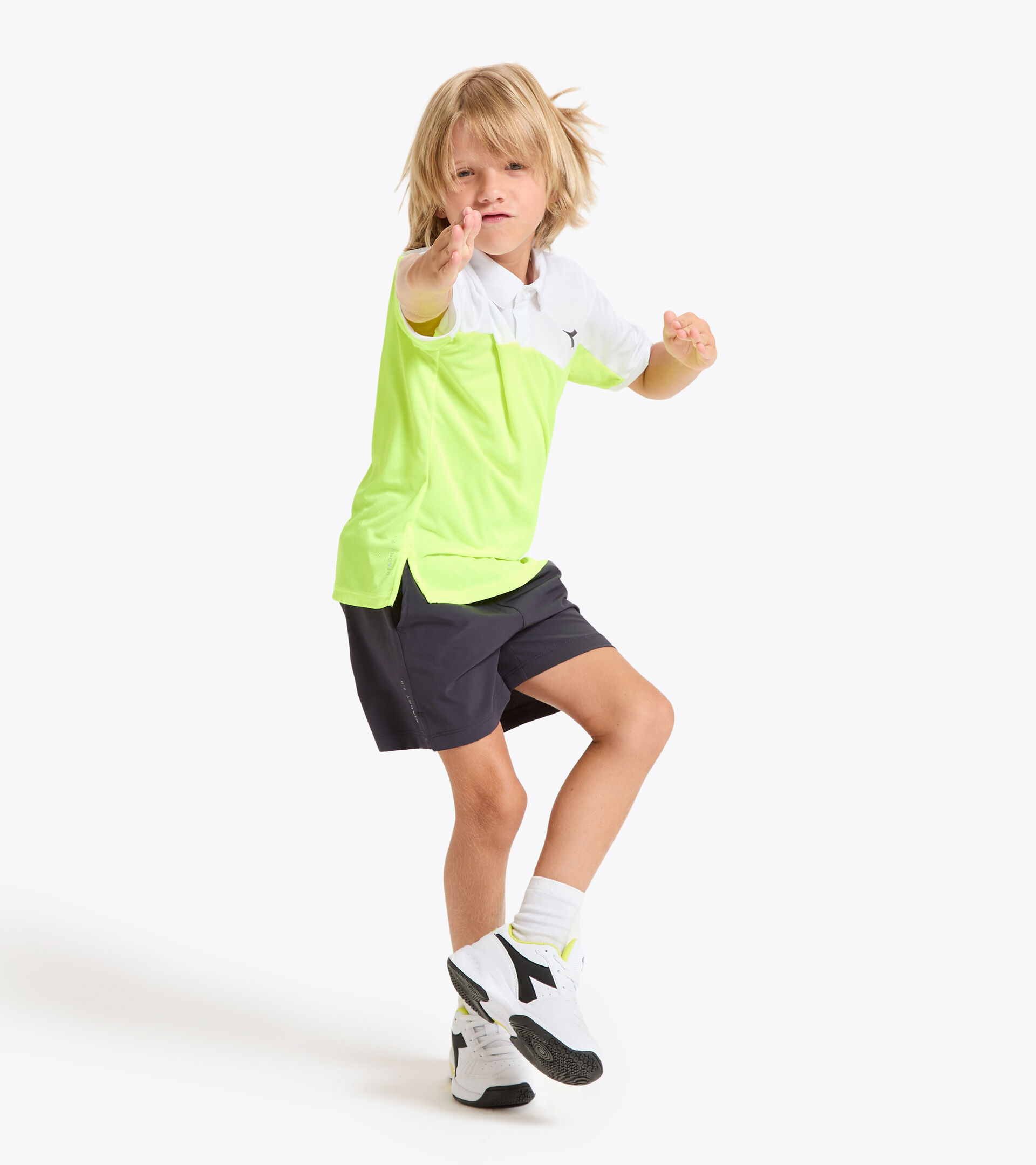 Tennis polo shirt - Junior J. POLO COURT FLUO YELLOW DD - Diadora