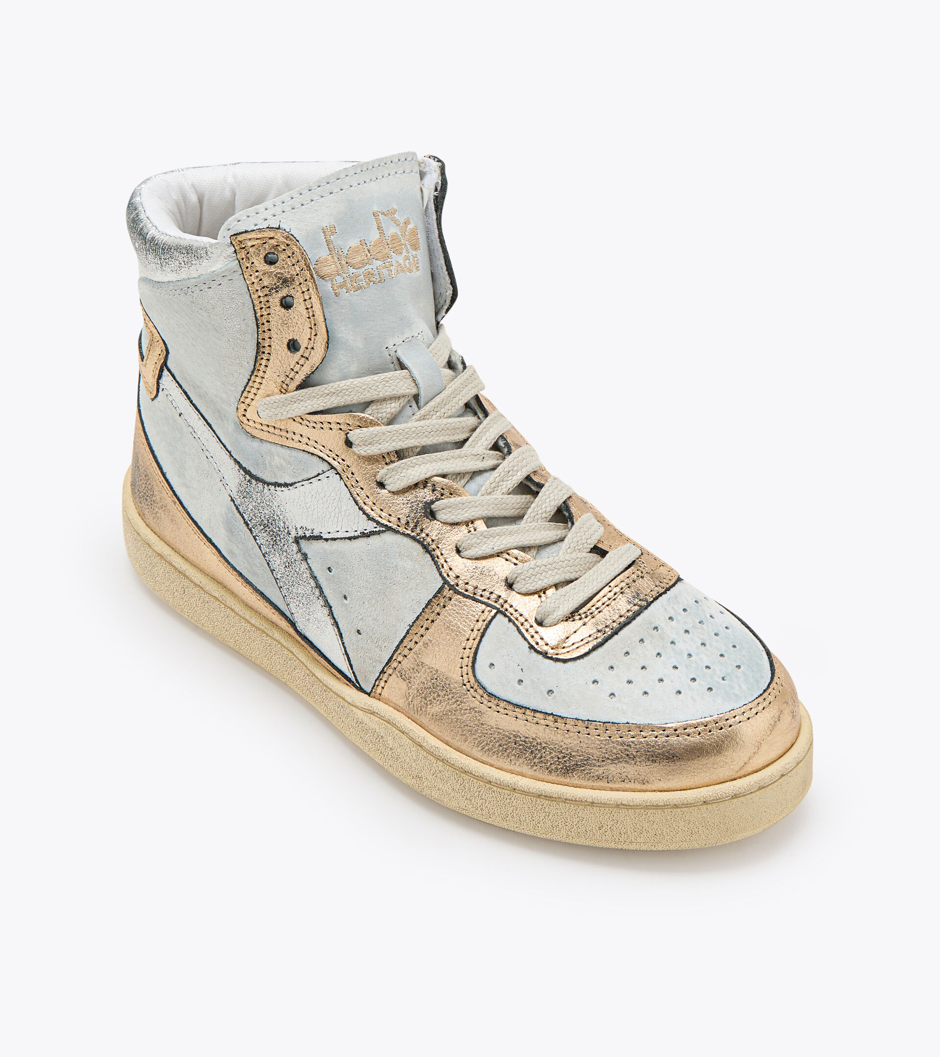 Heritage-Schuh - Gender neutral MI BASKET METALLIC PIGSKIN USED BIANCO/BEIGE - Diadora