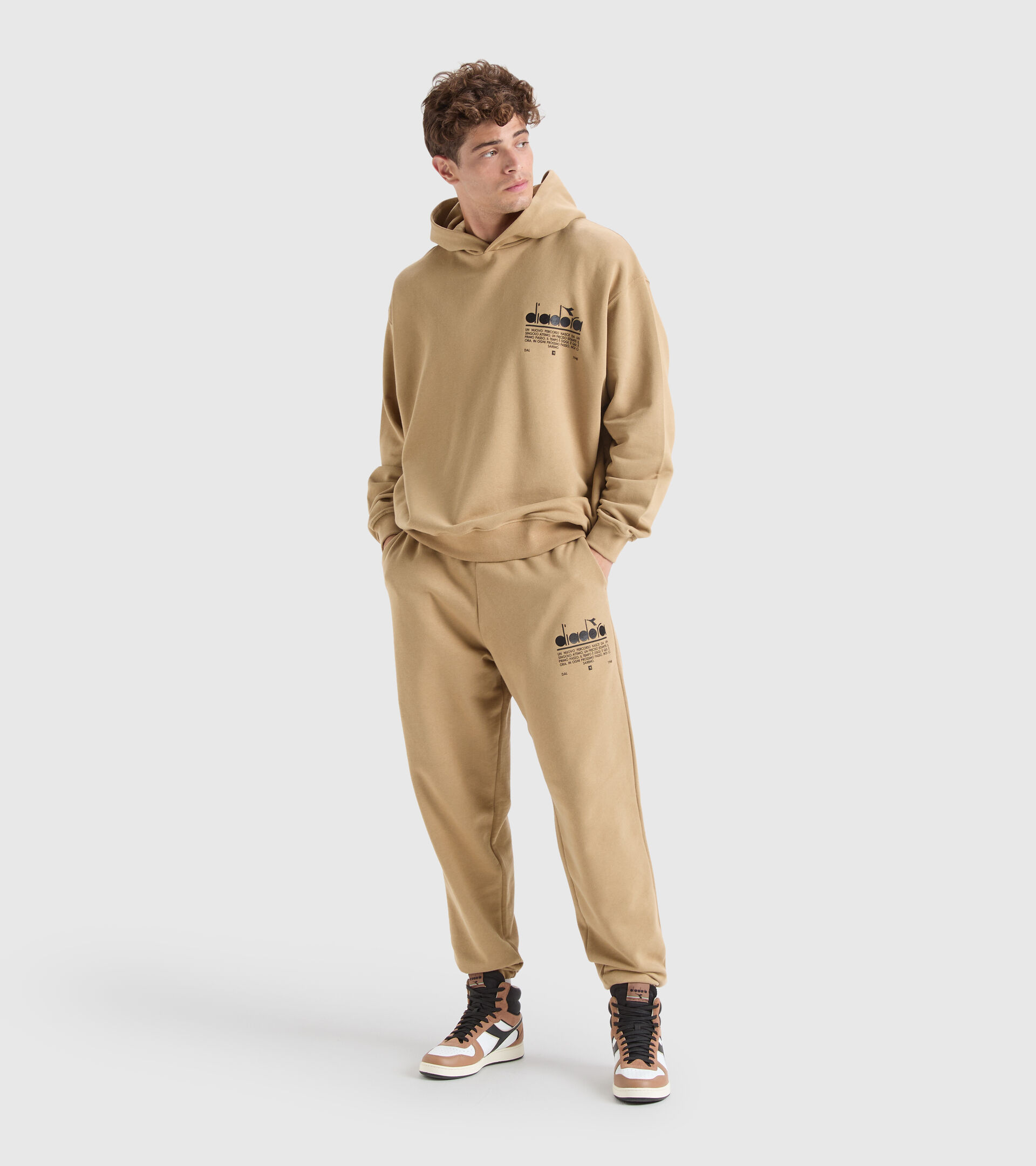 Felpa in cotone con cappuccio - Unisex HOODIE MANIFESTO BEIGE TAN - Diadora