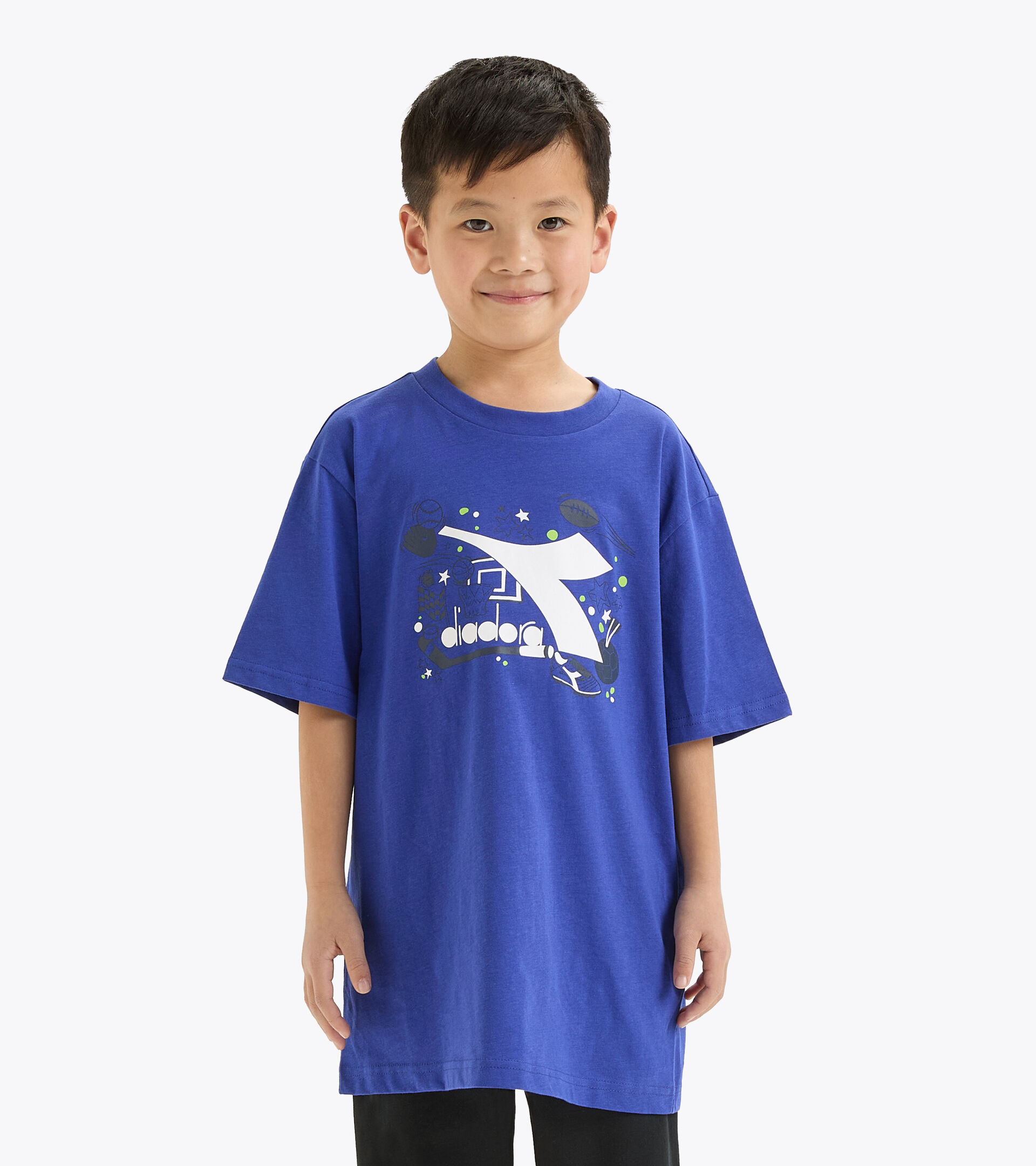 T-shirt de sport - Garçon JB. T-SHIRT SS NEON SURFER SUR LE WEB BLEU - Diadora