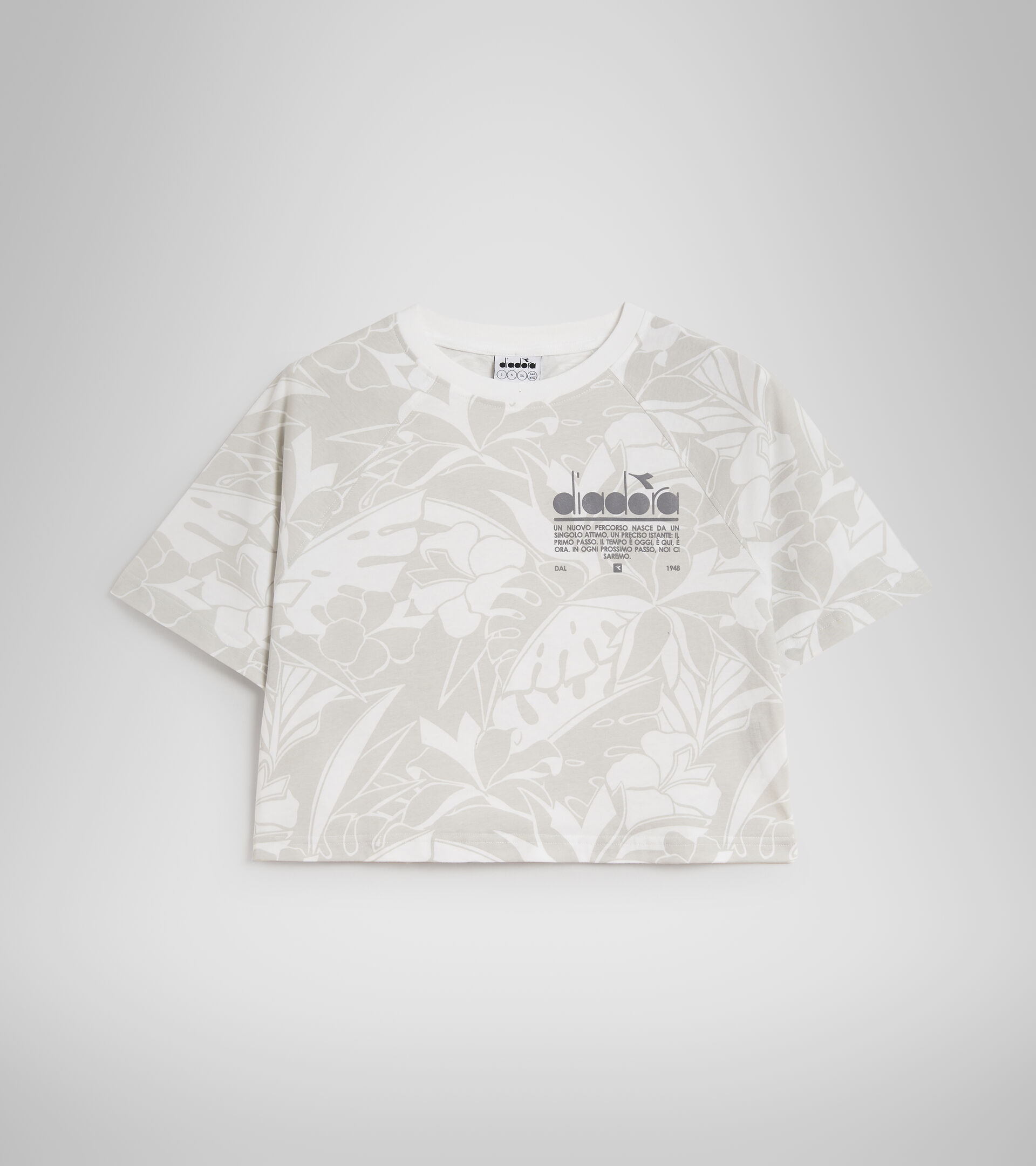 Organic cotton T-shirt - Women L. T-SHIRT SS CROP MANIFESTO OPTICAL WHITE - Diadora